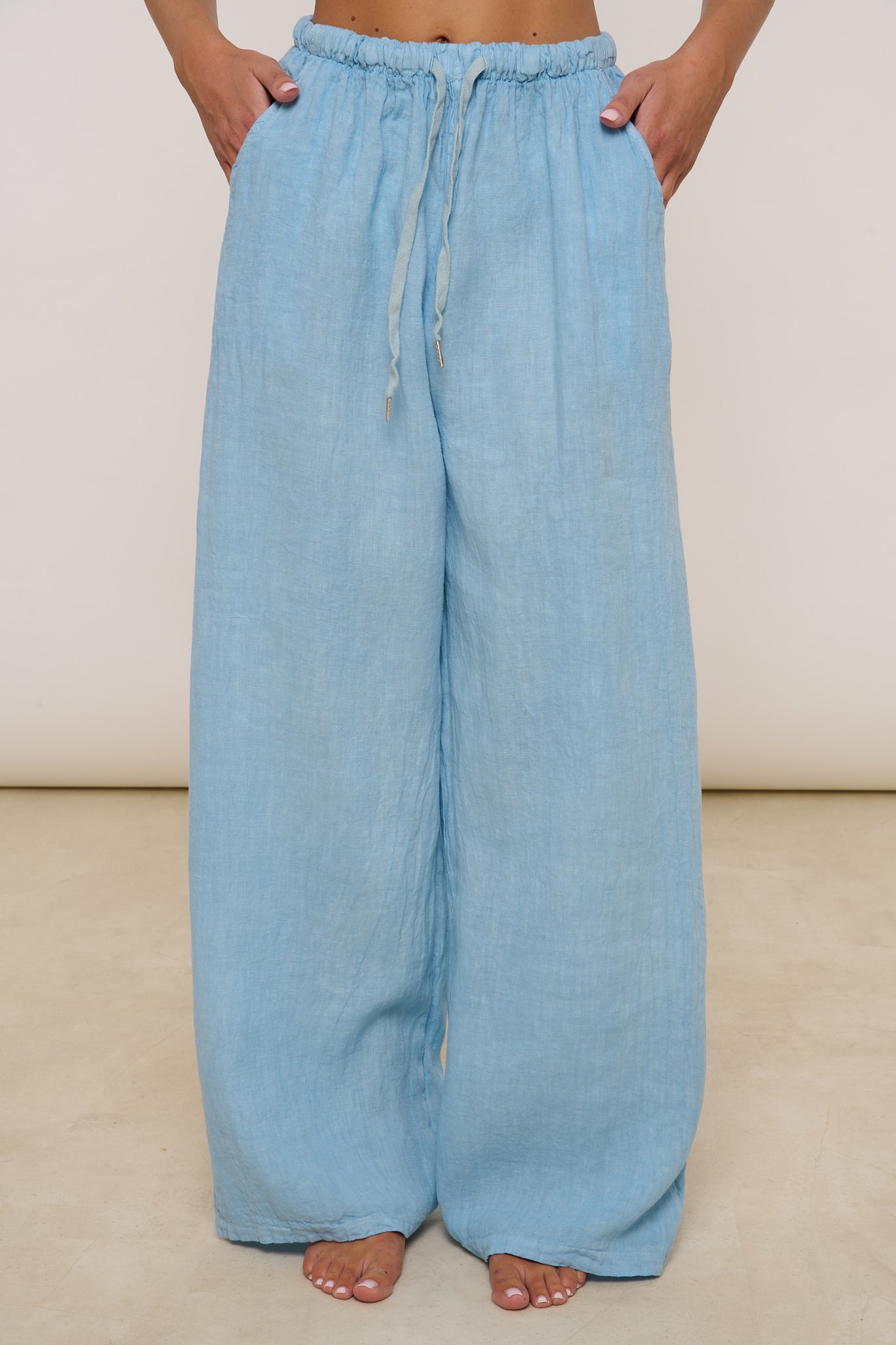 Pantalone ‘100% LINO’ Azzurro