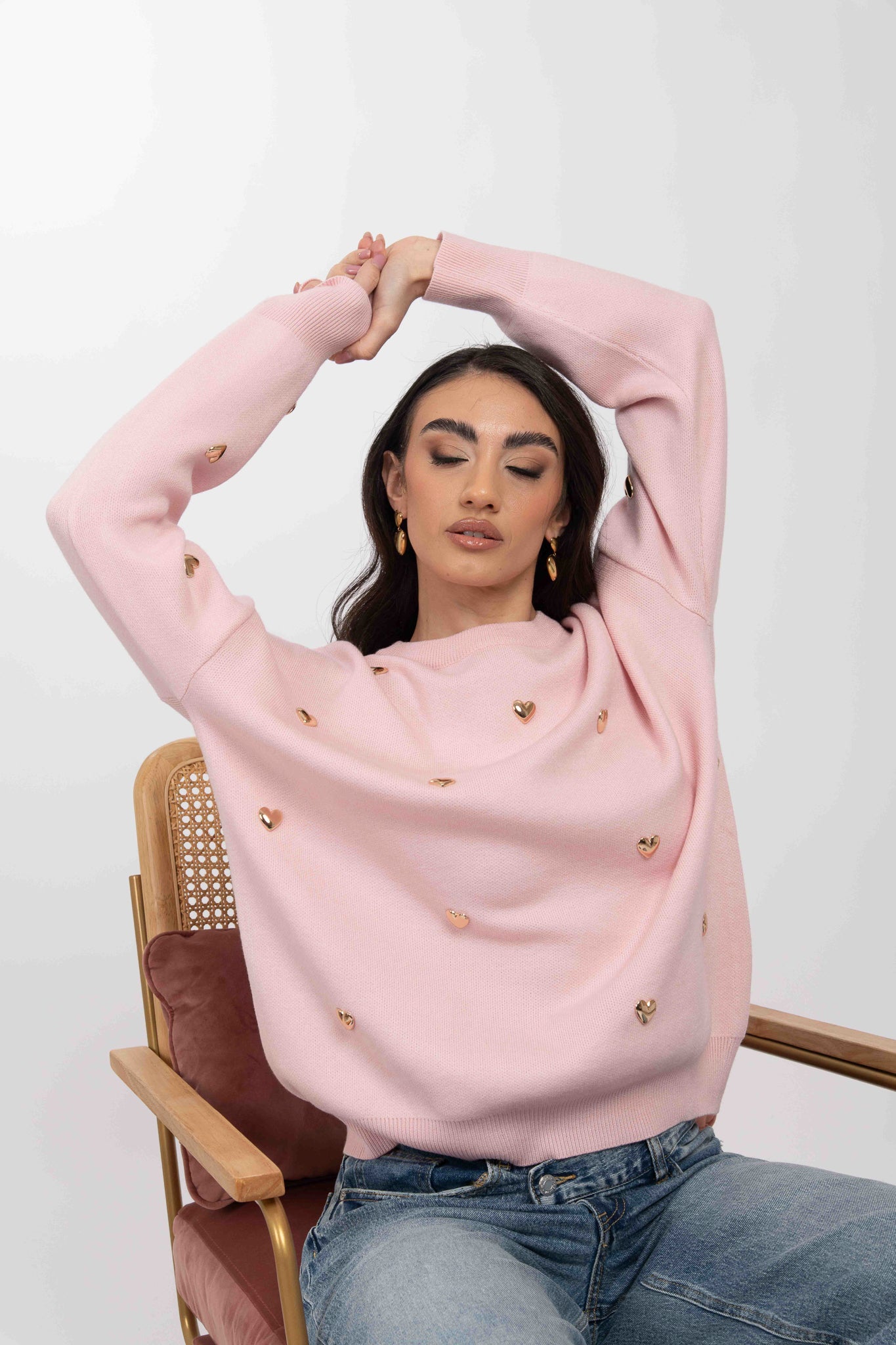 Maglione ‘CUORI ORO’ Rosa