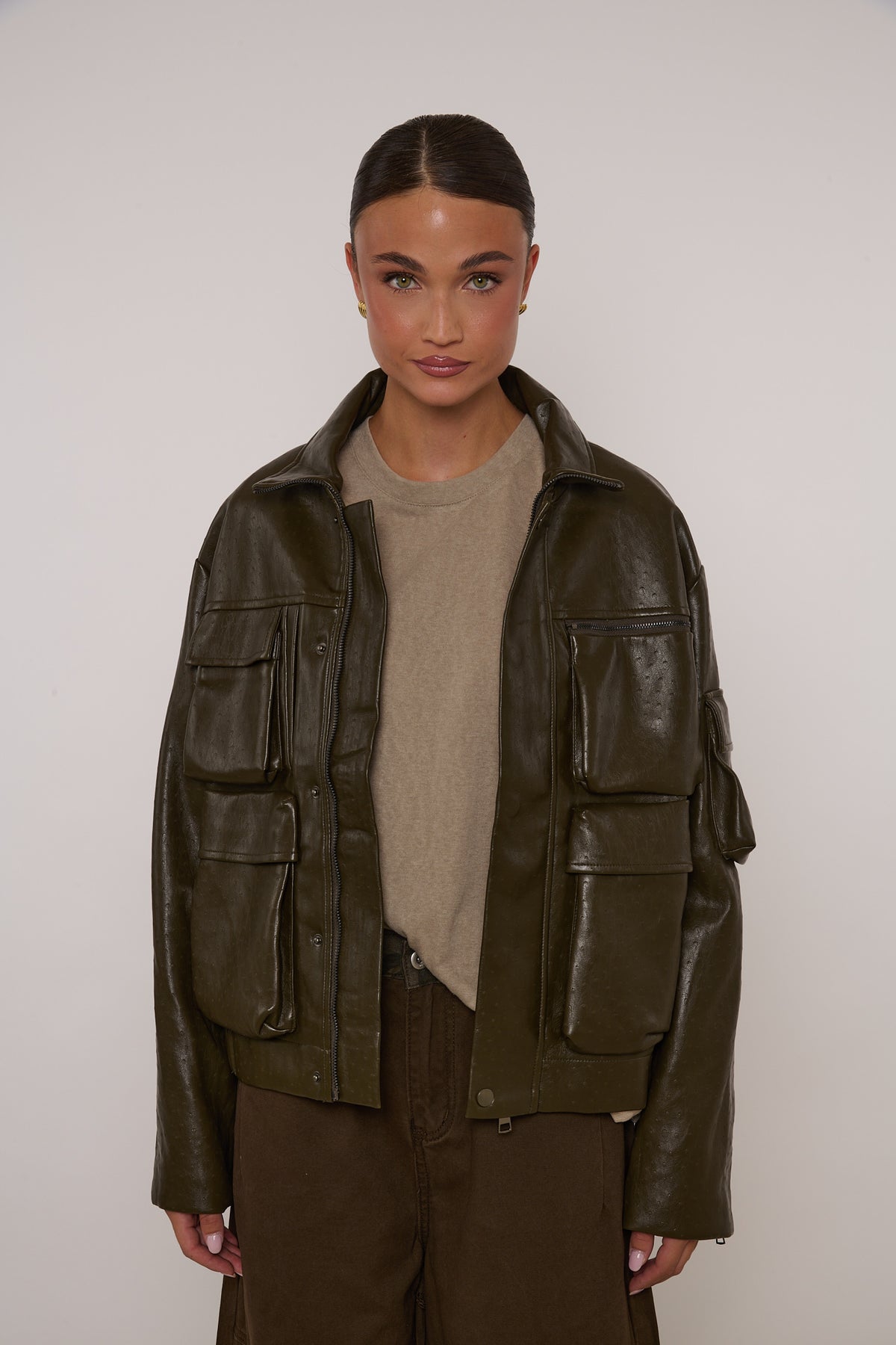 Bomber ‘TASCONI’ Ecopelle By Lumina Verde Militare