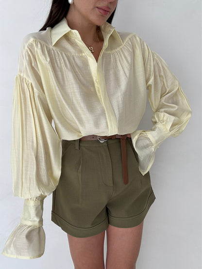 Camicia ‘VELATA’ con rouches al polso Gialla