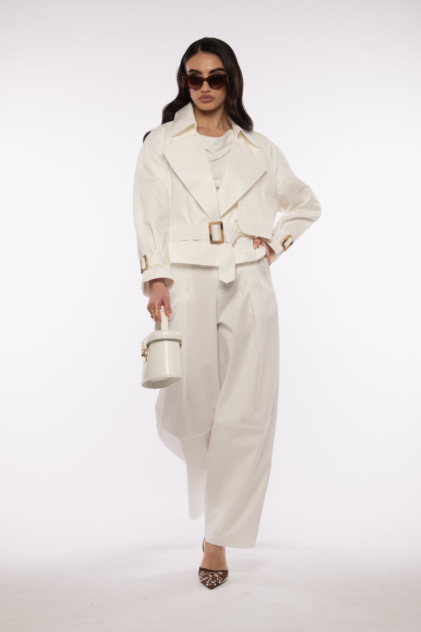 Pantalone ‘CAPRI’ con elastico sul retro Bianco