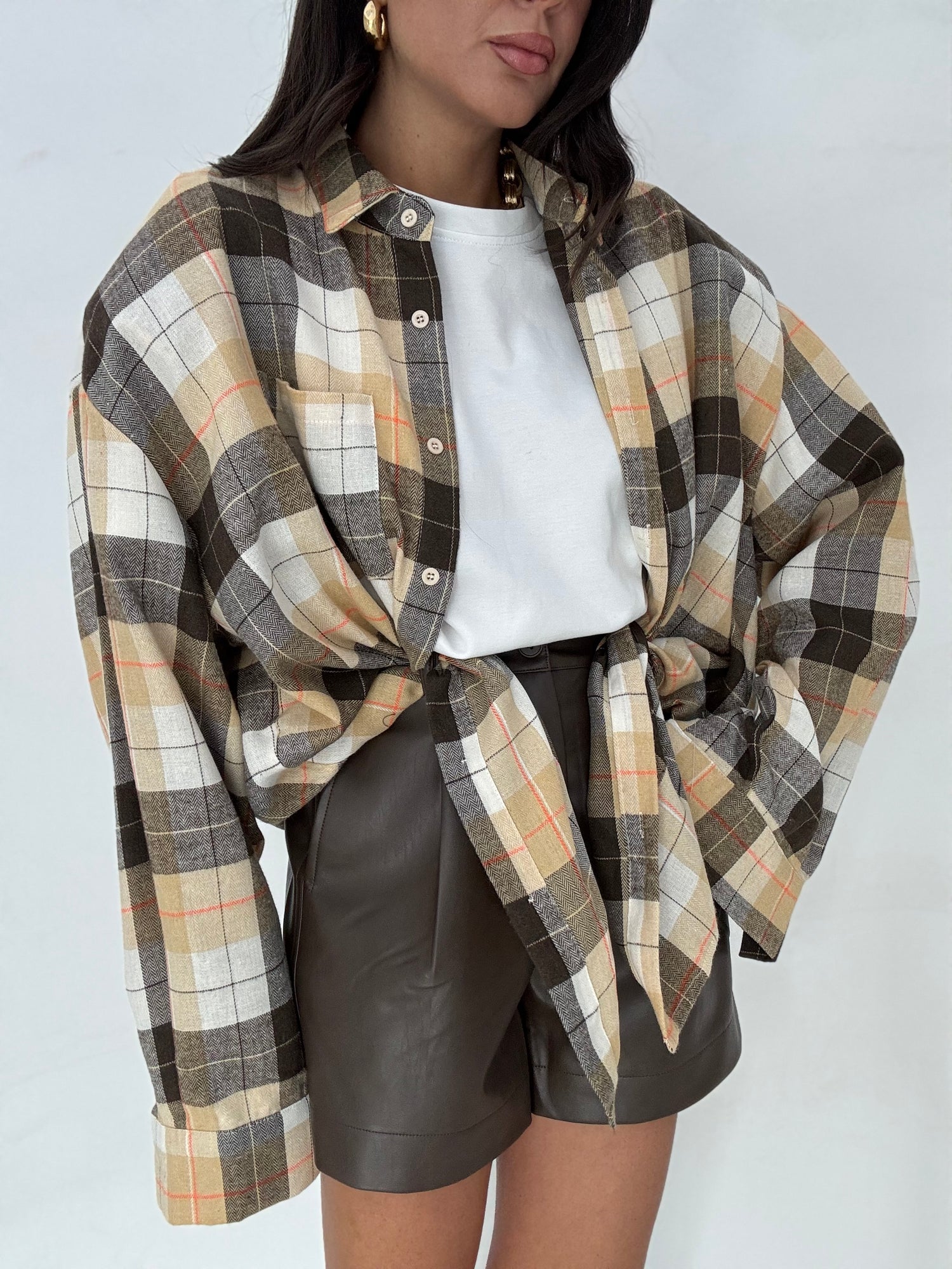 Camicia ‘QUADRI 65%COTONE’ Base Senape