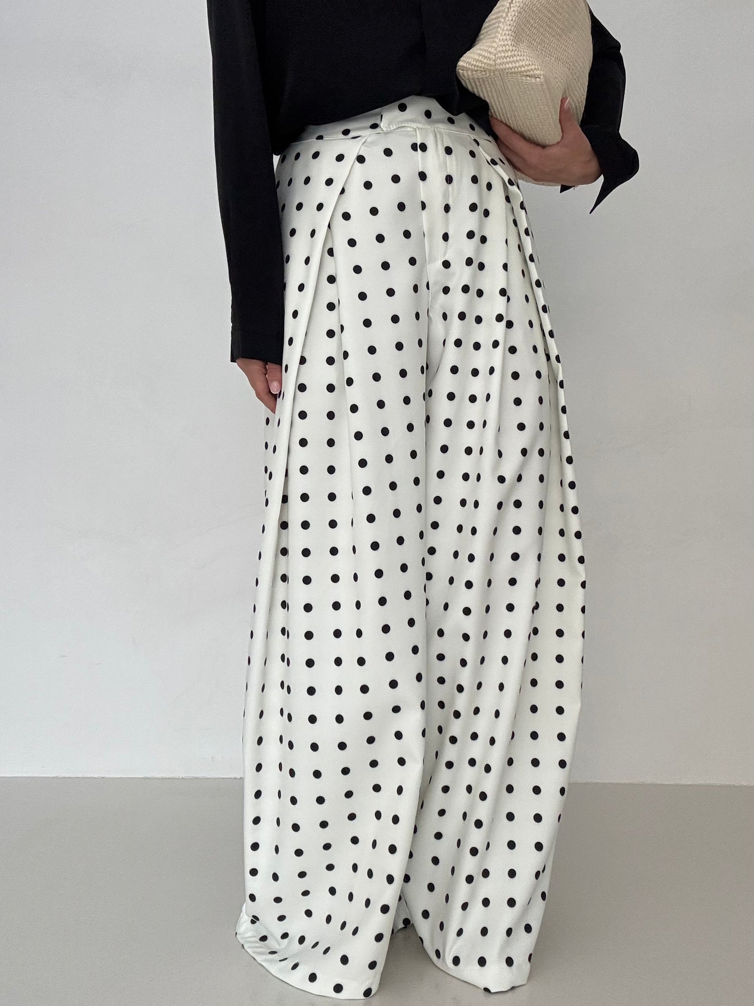 Pantalone ‘GAMBA MORBIDA’ Pois Bianco