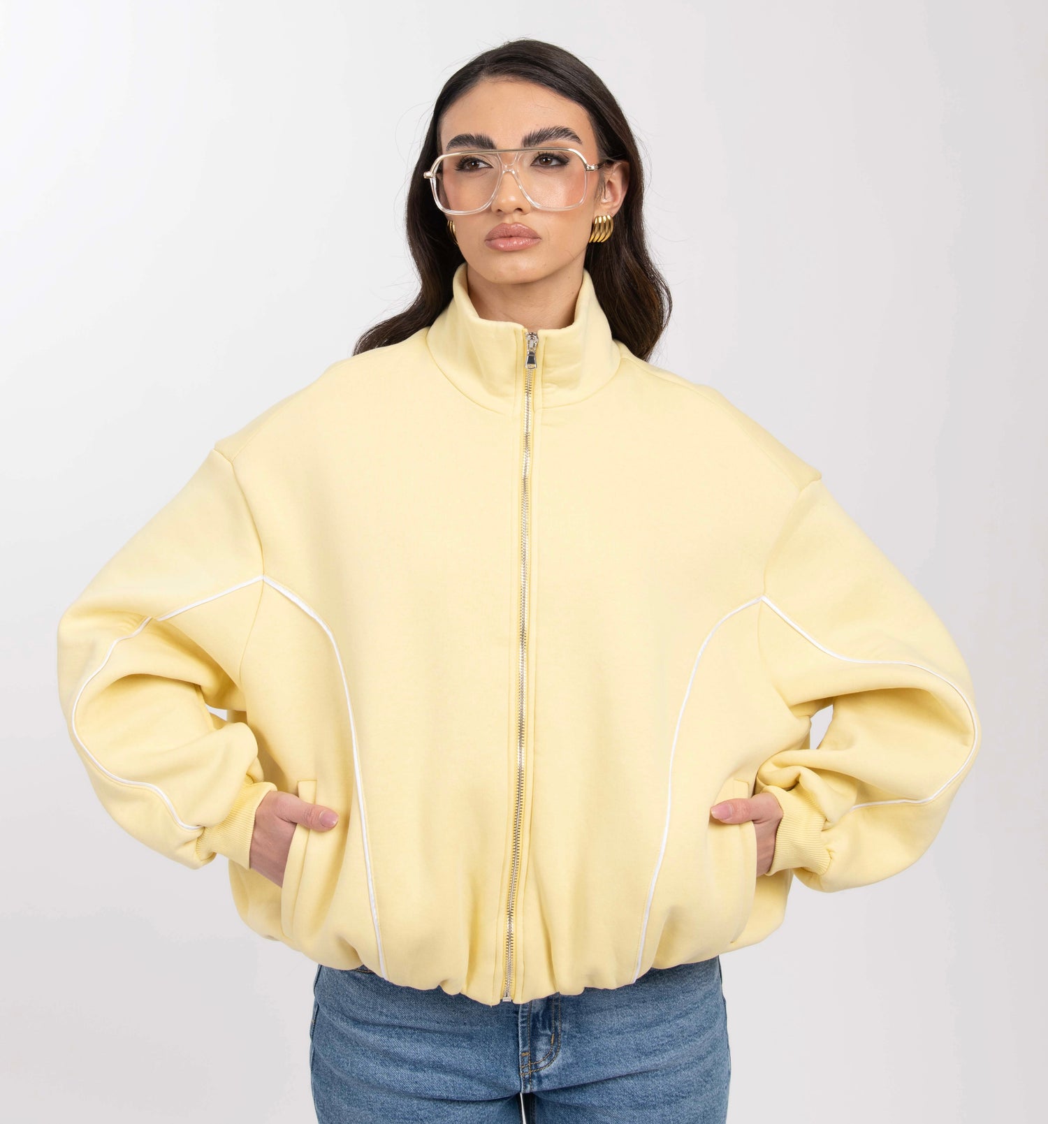 Felpa con zip ‘COLLO ALTO’ BY LUMINA’ Gialla