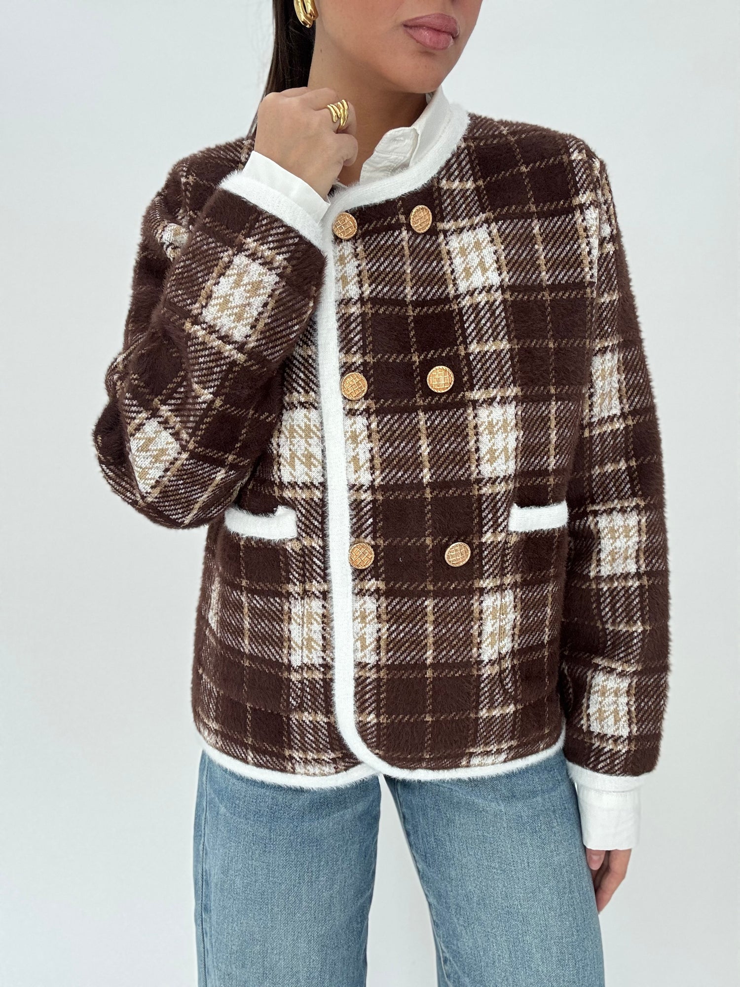 Cardigan ‘QUADRONI’ Base Cacao