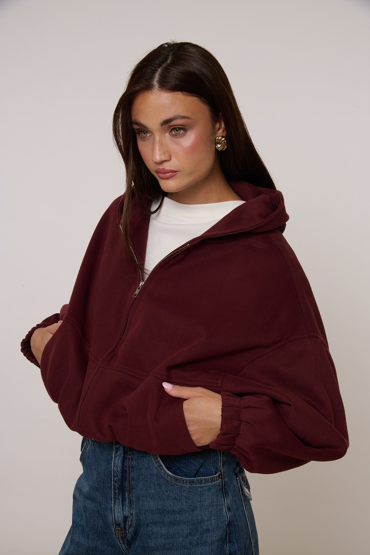Felpa con ‘ZIP’ Bordeaux