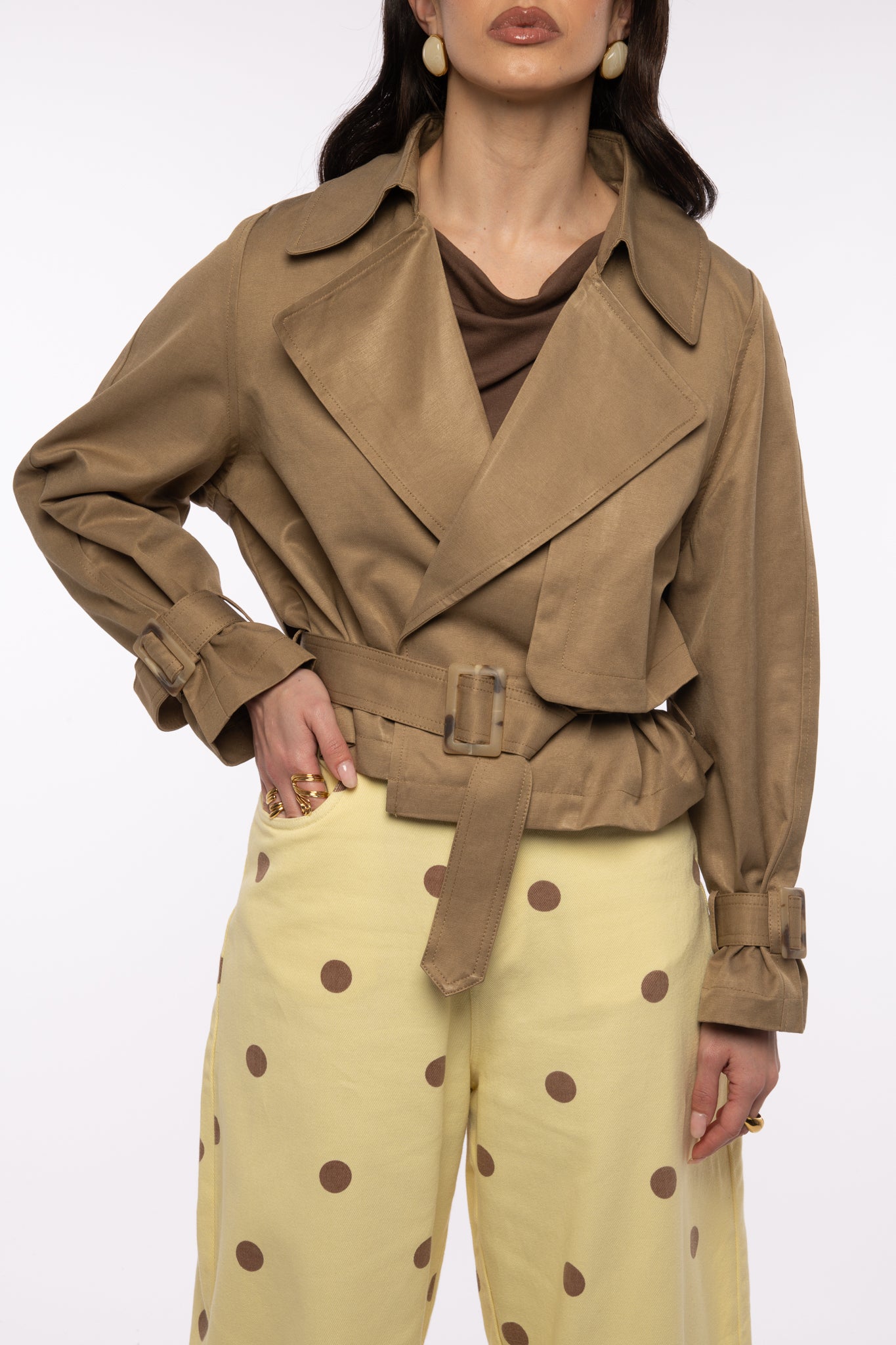Trench Crop ‘55% COTONE’ Camel