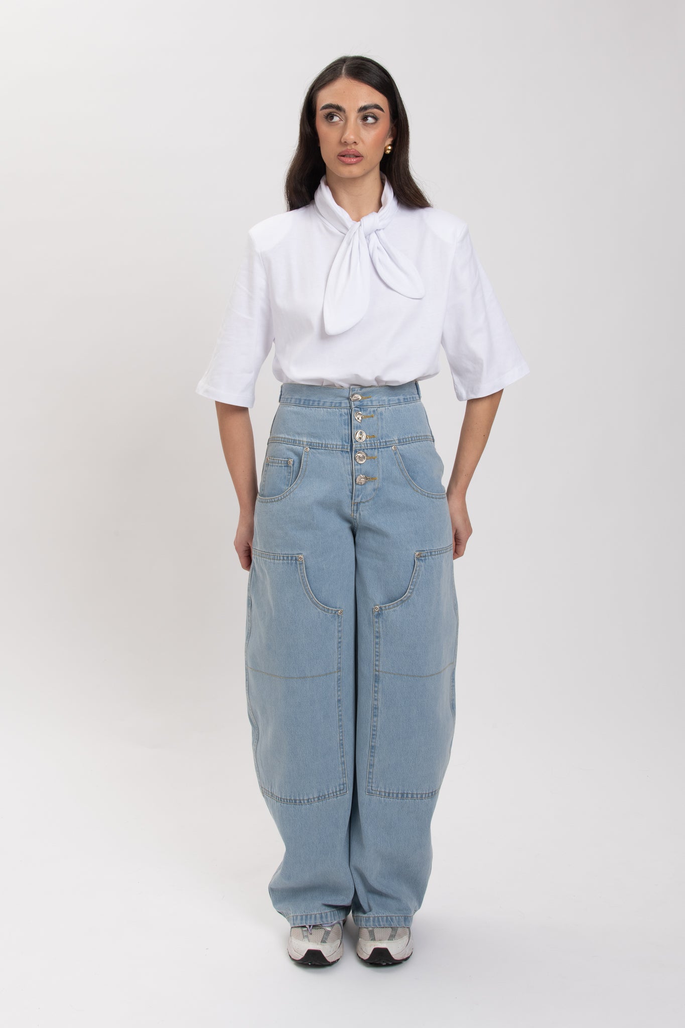 Jeans ‘BUSTINO ALTO’ 100%COTONE Denim Chiaro