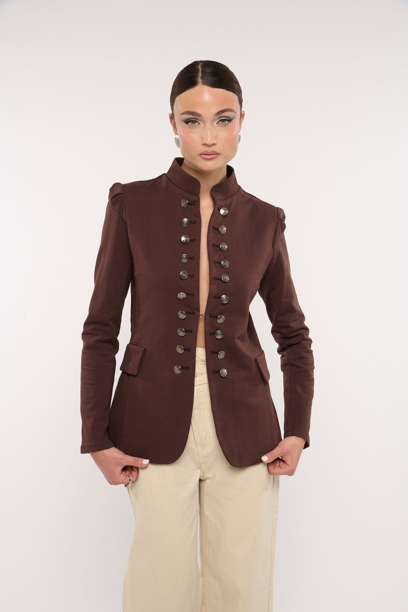 Blazer ‘95% COTONE MULTIBOTTONCINI’ Cacao