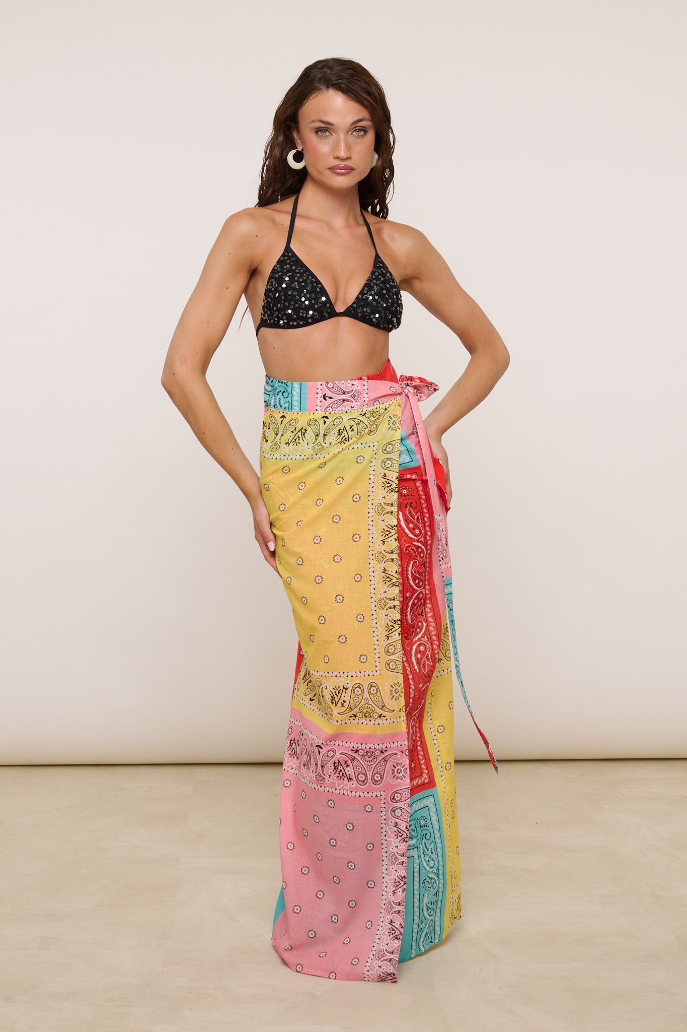 Gonna/Pareo ‘100%COTONE’ Fantasia Bandana Tiffany e Rosso