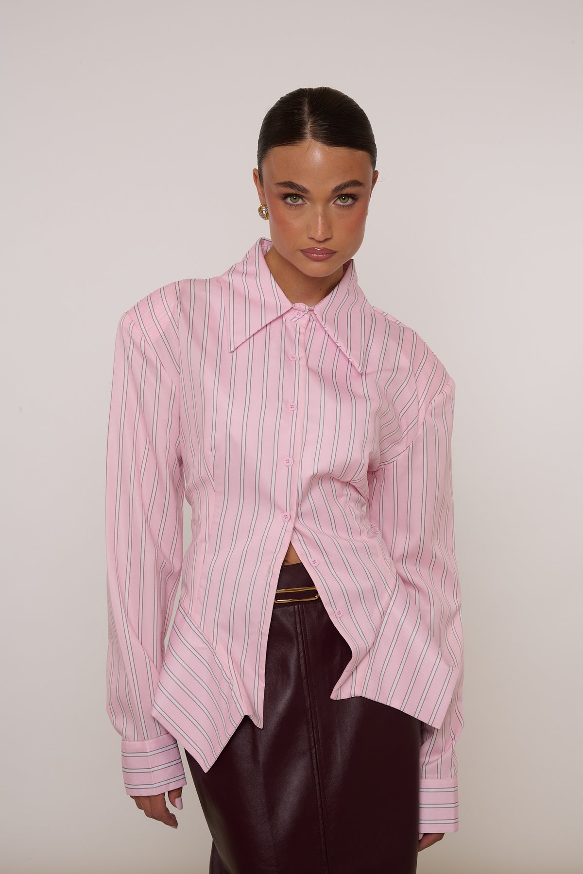 Camicia ‘ROUCHES’ a righe Rosa