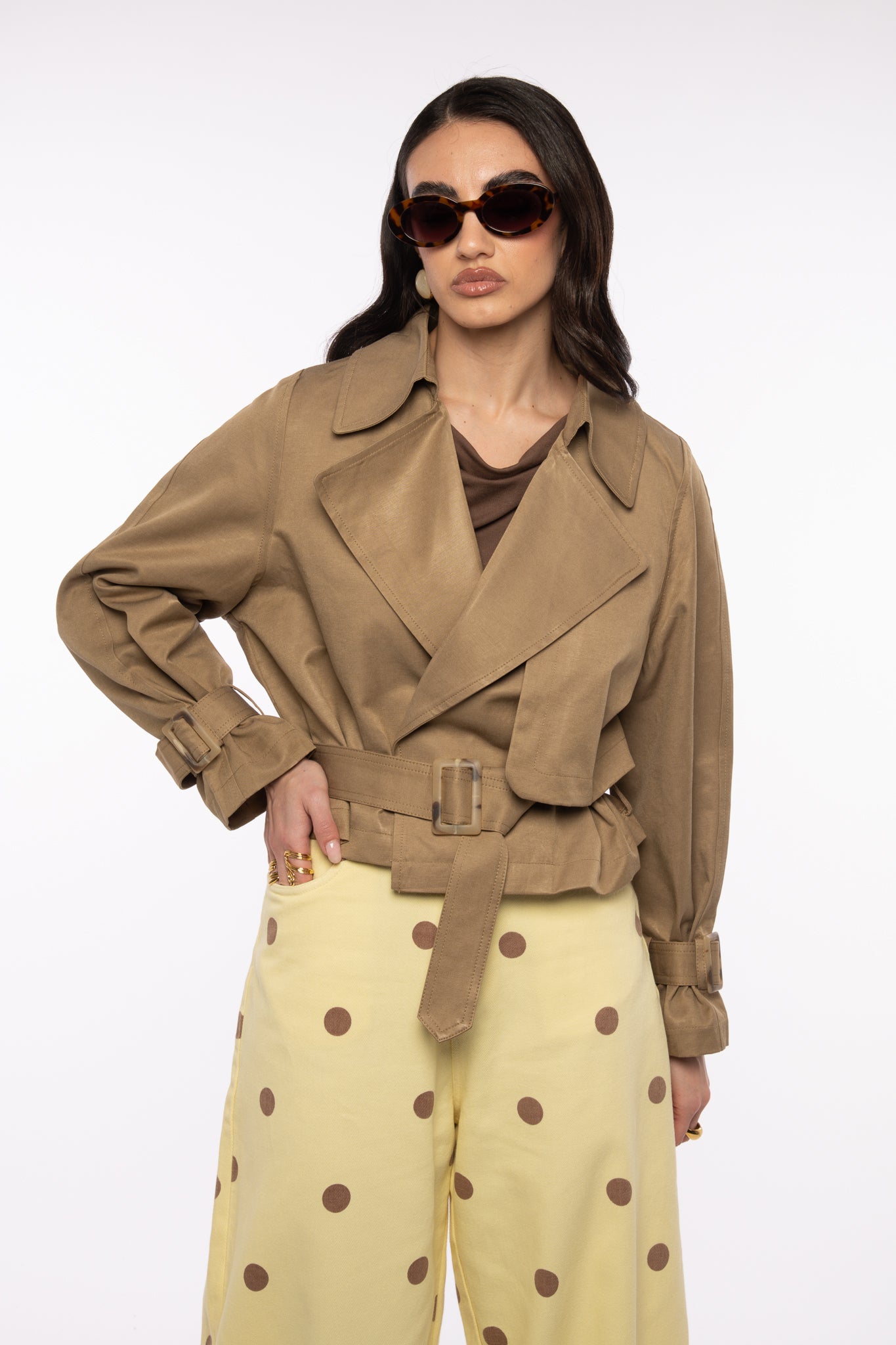 Trench Crop ‘55% COTONE’ Camel