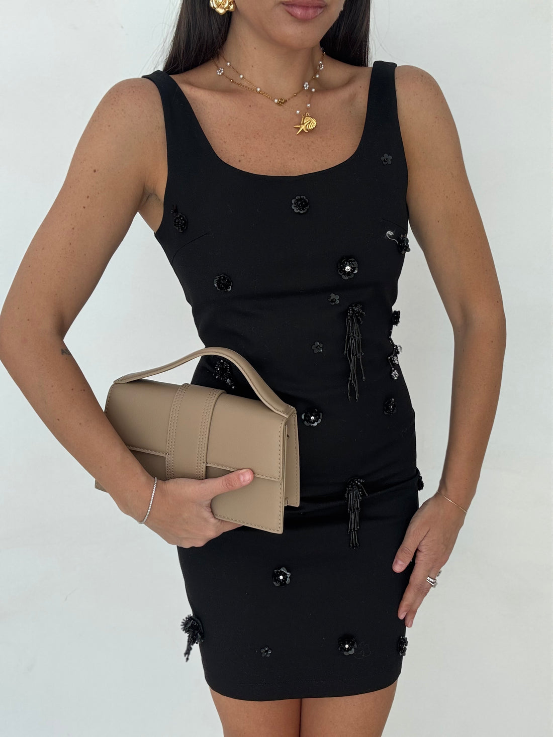 Abito ‘FIORI IN STRASS’ By Lumina Nero