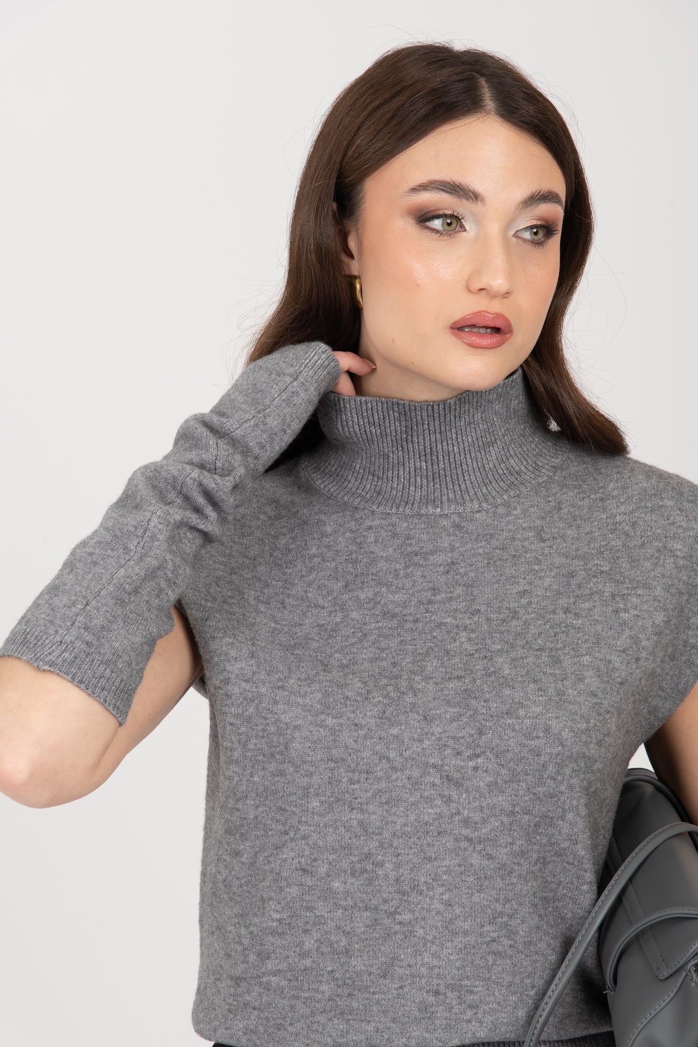 Maglione ‘COLLO ALTO’ con manicotto Grigio