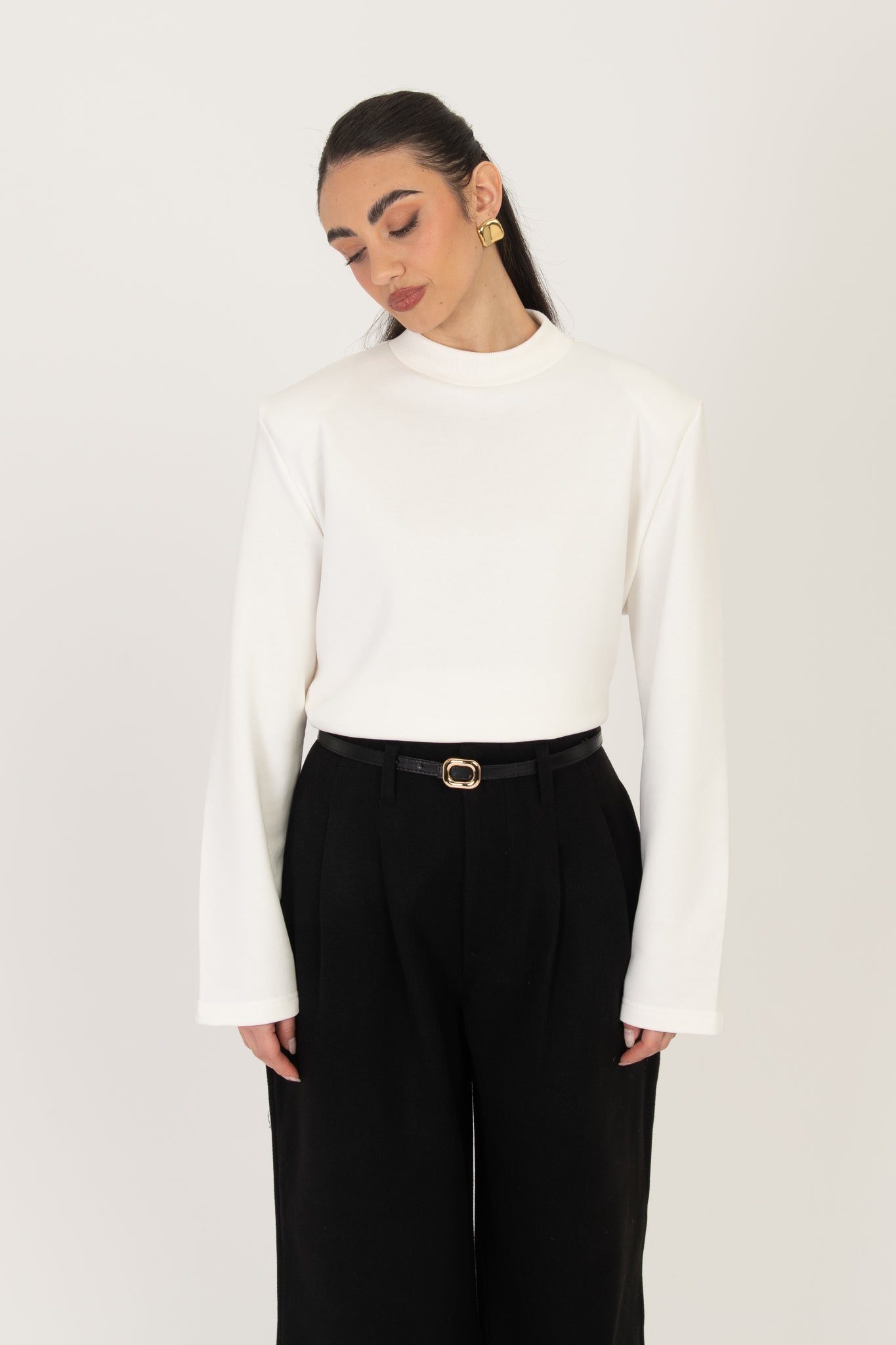 Felpa ‘MEZZO COLLO CON SPALLINE’ Bianca