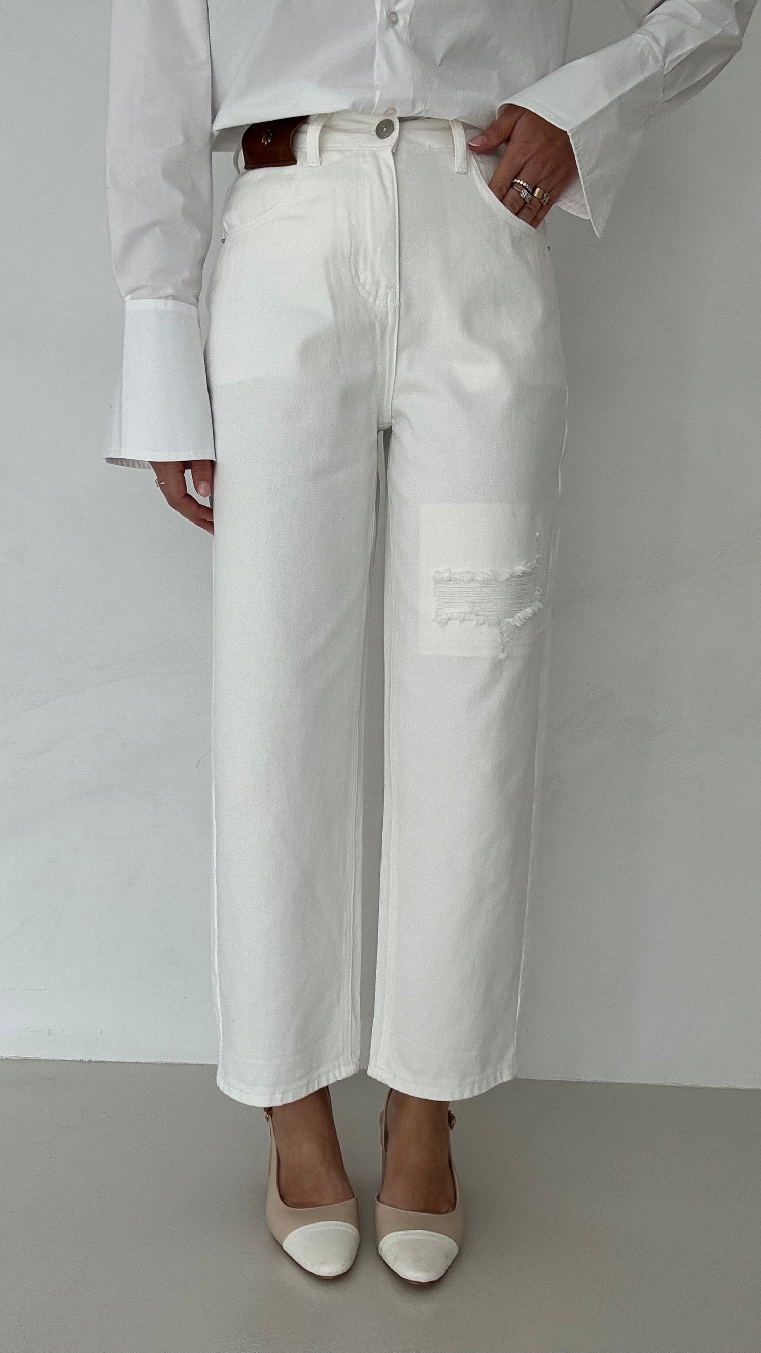 Jeans ‘BEE’ gamba dritta Bianco