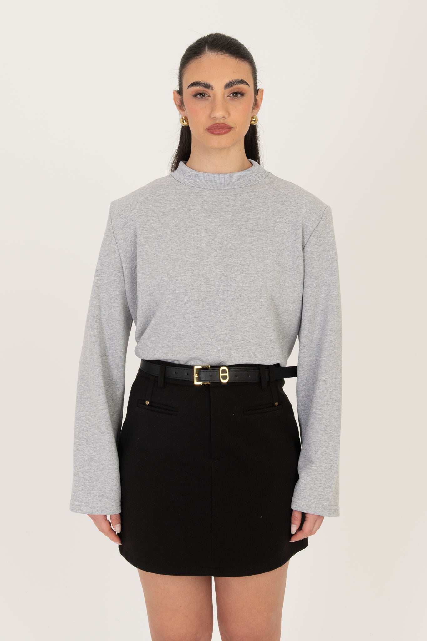 Felpa ‘MEZZO COLLO CON SPALLINE’ Grigia