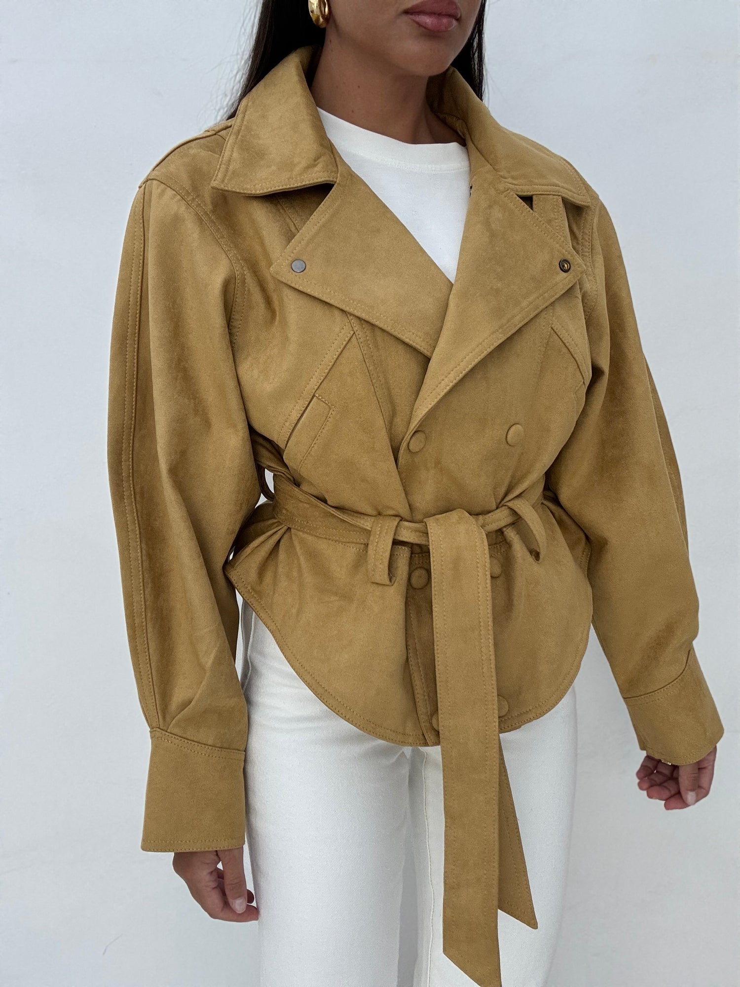 Giacca Bottoncini ‘IN SUEDE’ Camel