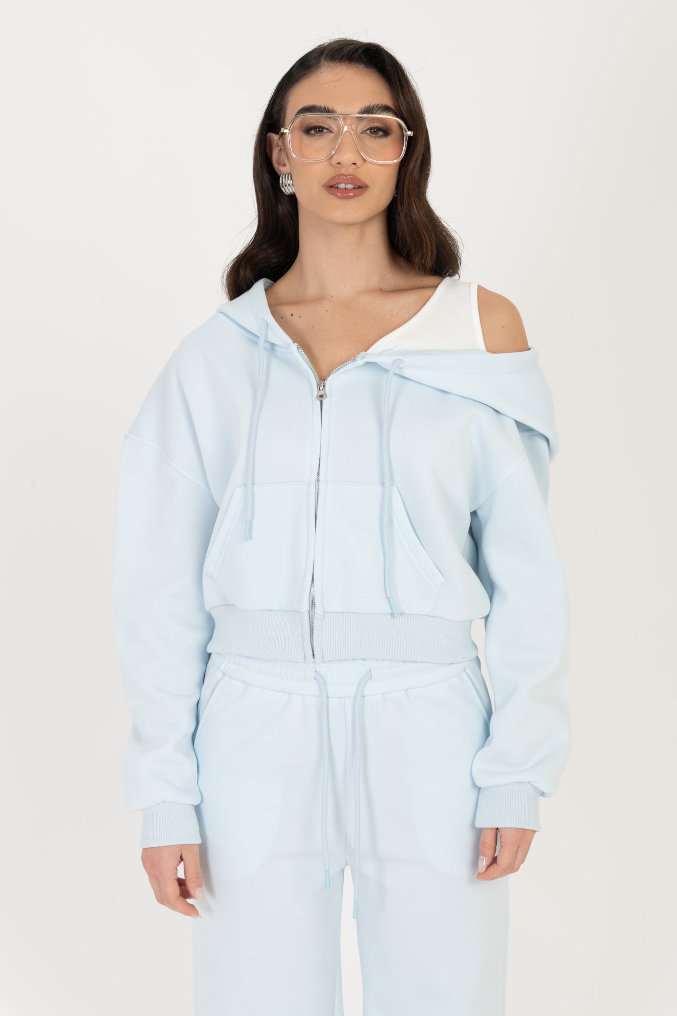 Coordinato tuta ‘FINTA CANOTTA’ 65%COTONE Azzurro