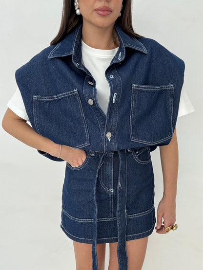 Coordinato ‘ON THE ROAD’ 100%COTONE Denim Scuro