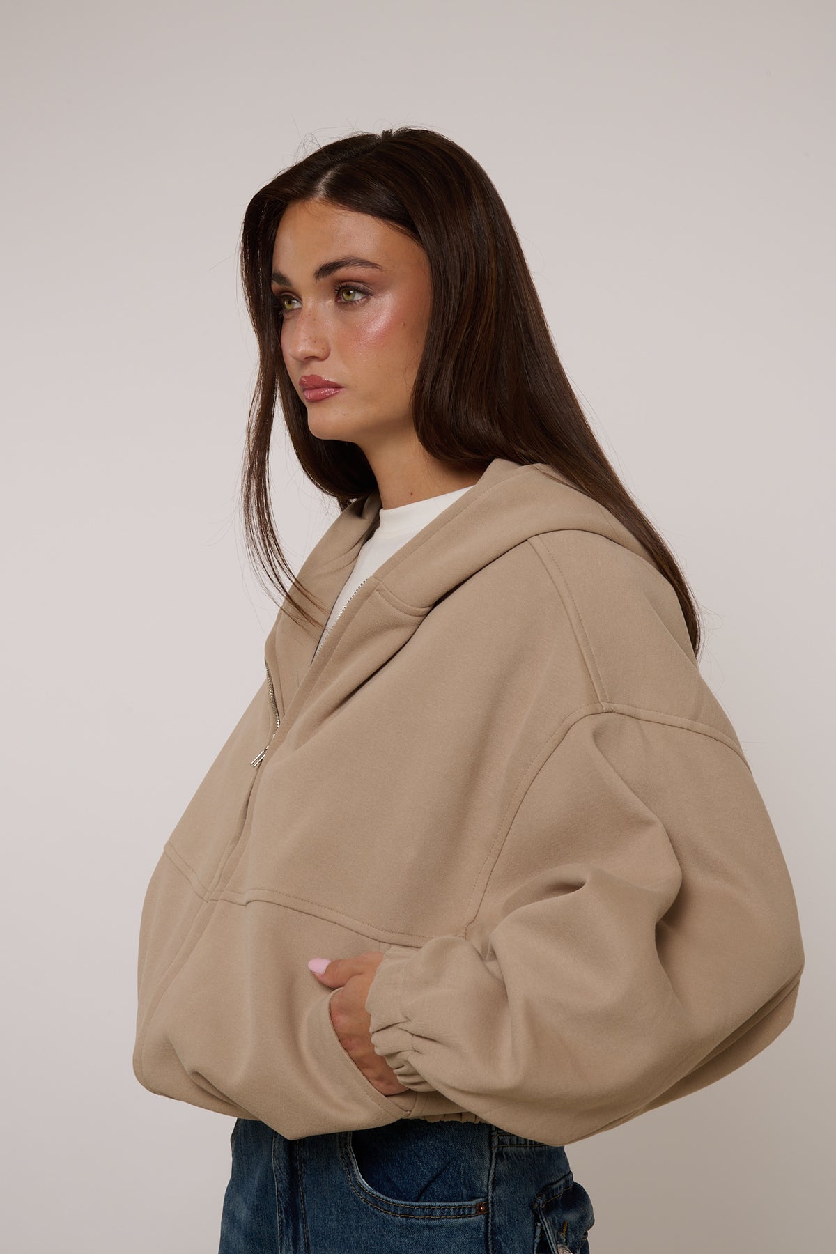 Felpa con ‘ZIP’ Beige