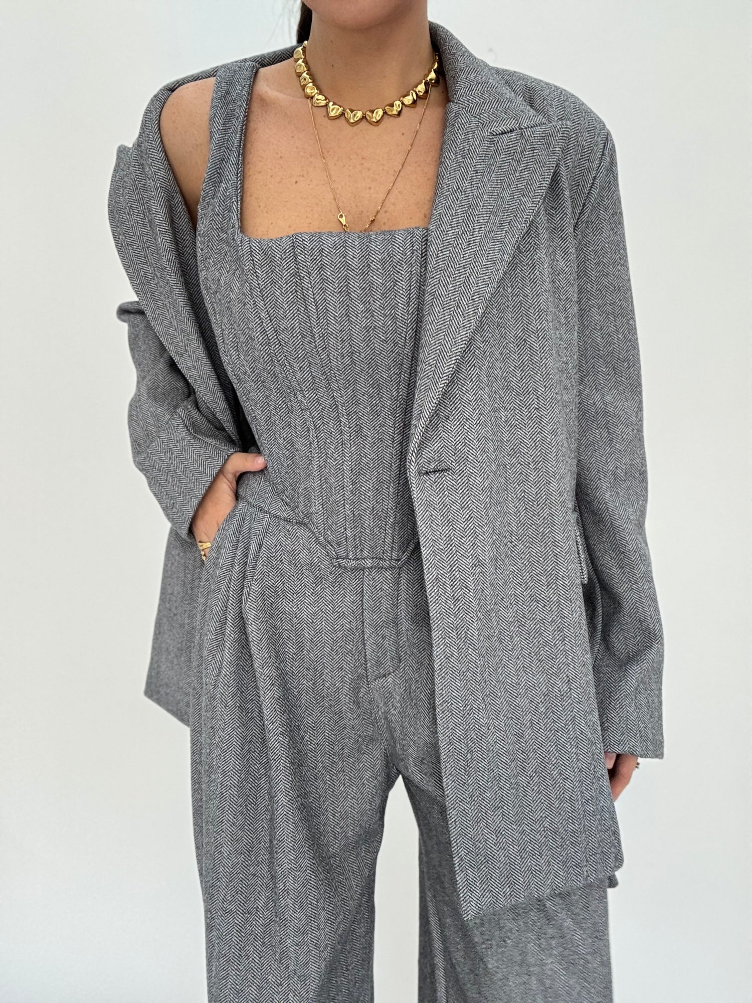 Coordinato ‘SPIGATO TRE PEZZI’ Grigio