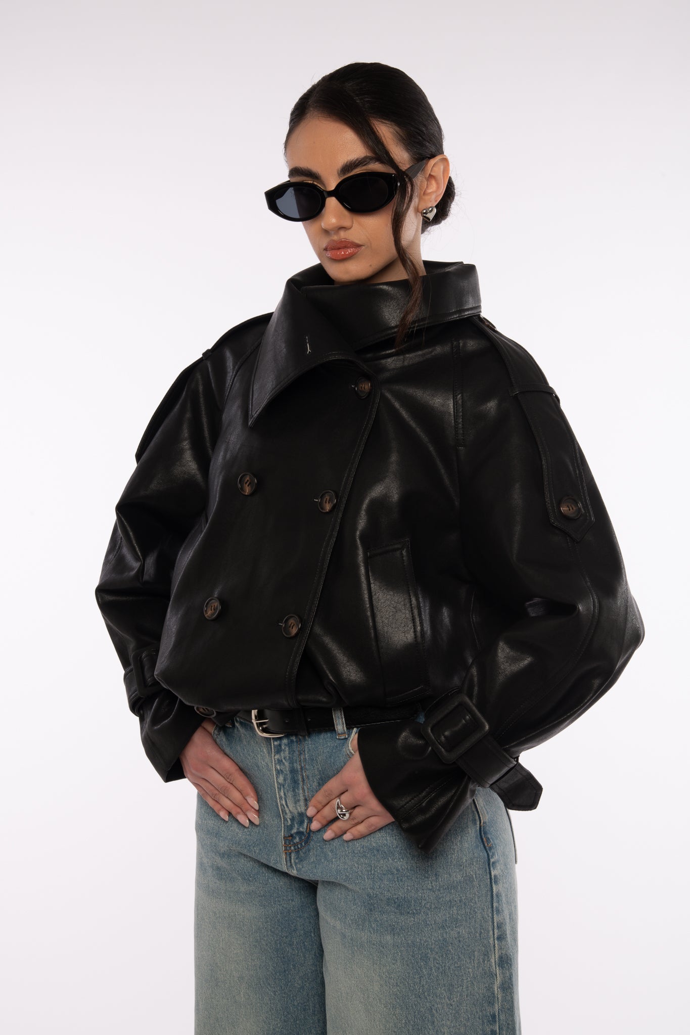 Bomber/Chiodo ‘6 BOTTONI’ Ecopelle Nero