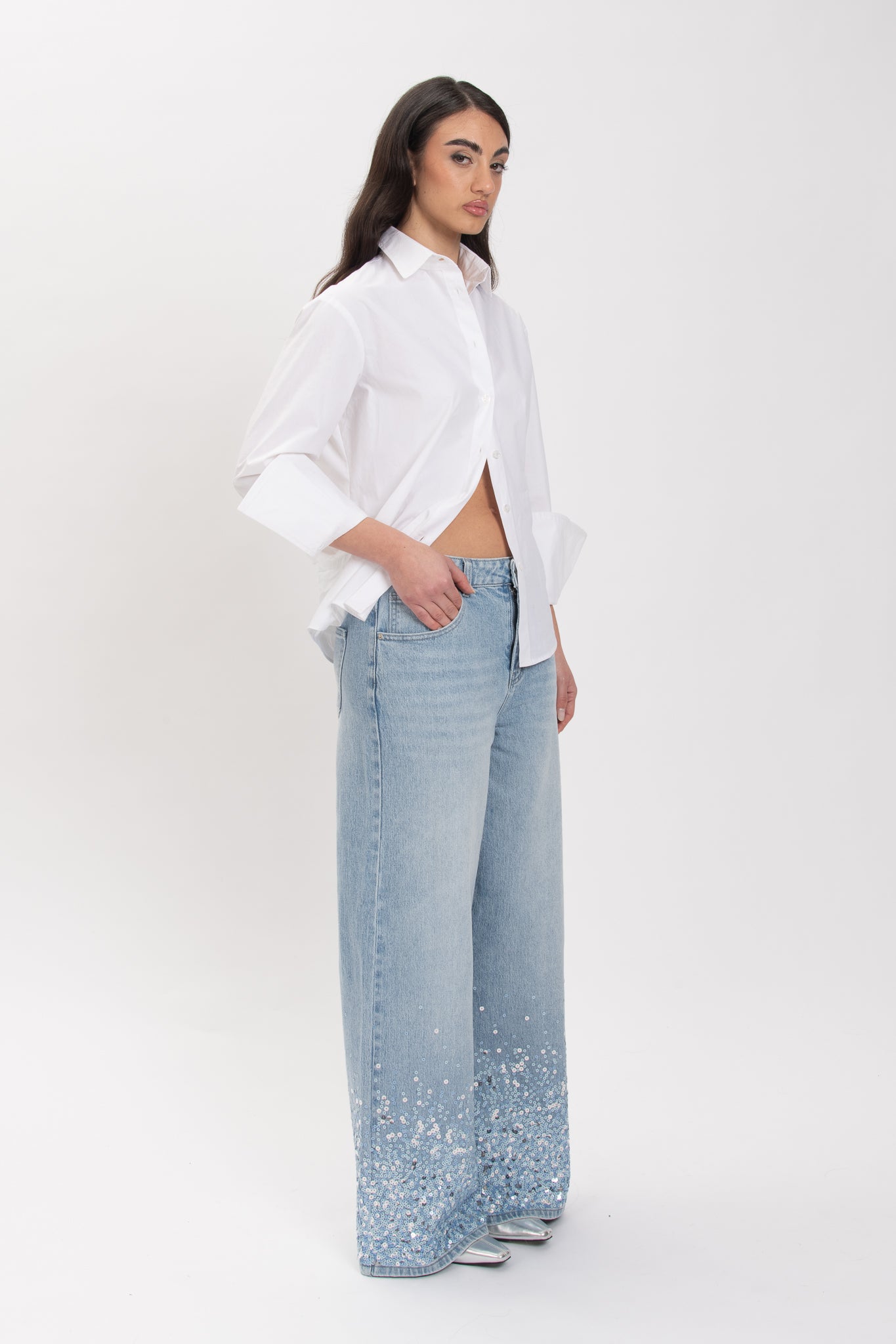 Jeans ‘PAILLETTES SUL FONDO’ Denim Chiaro