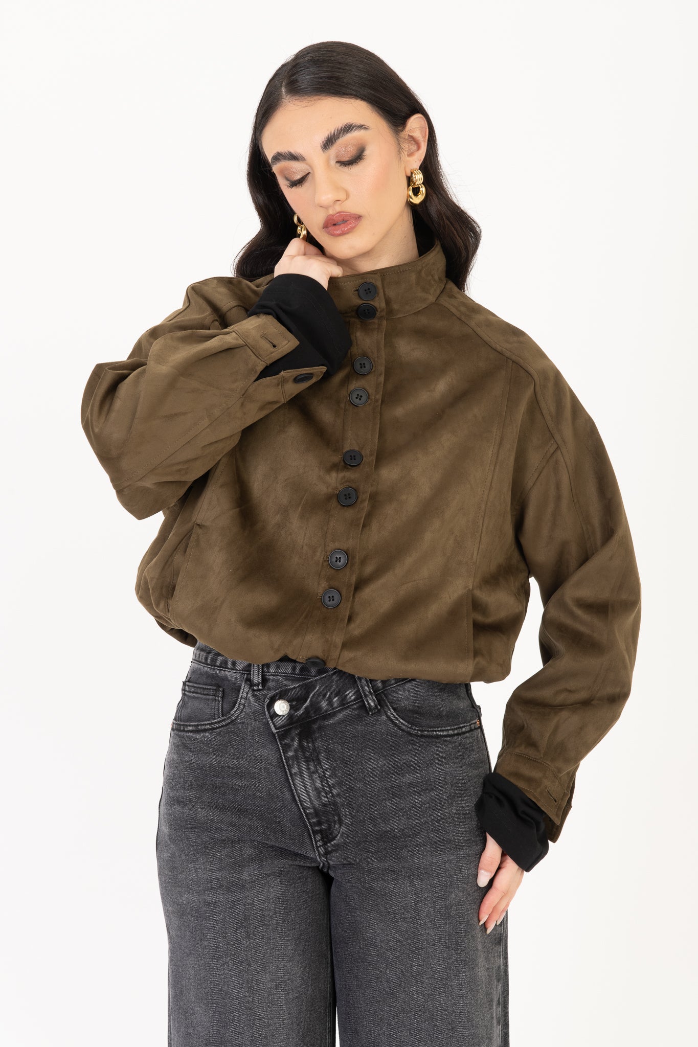 Bomber ‘ECO-CAMOSCIO COLLO ALTO’ Verde Militare