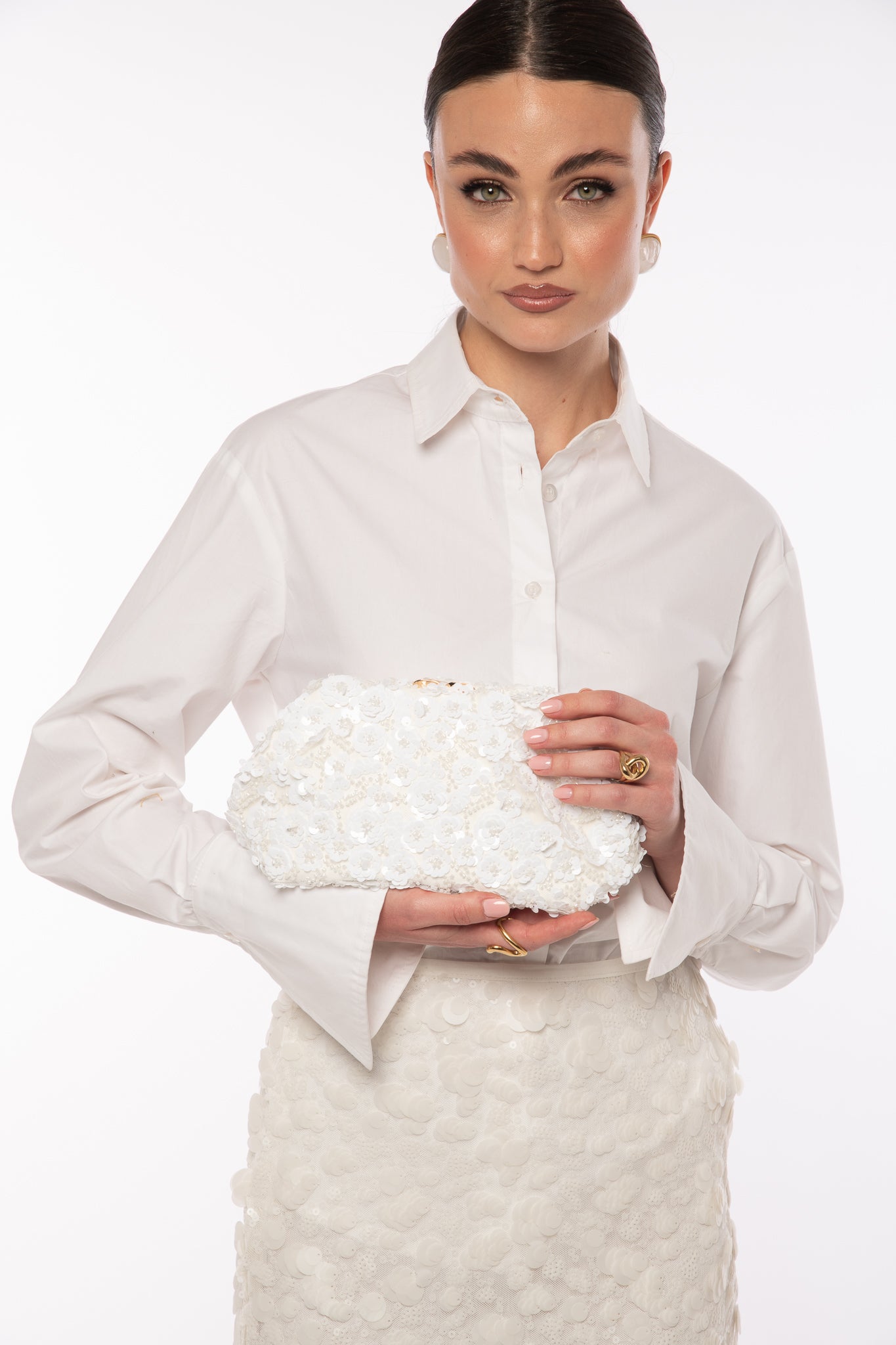Pochette ‘PERLINE E MICRO PAILLETTES’ Bianca