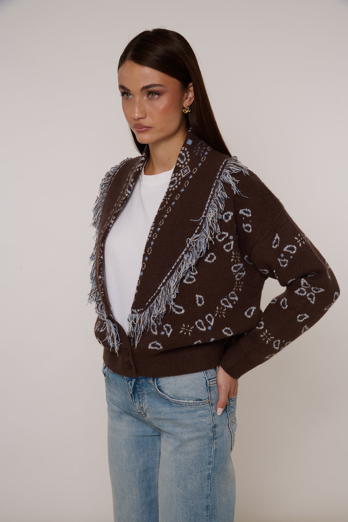 Cardigan ‘FANTASIA BANDANA’ Cacao