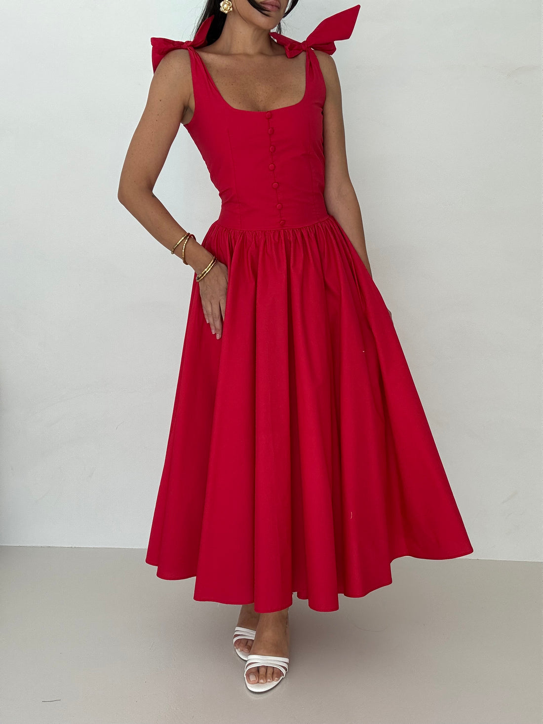 Abito ‘BEA’ 100%cotone Lungo Rosso