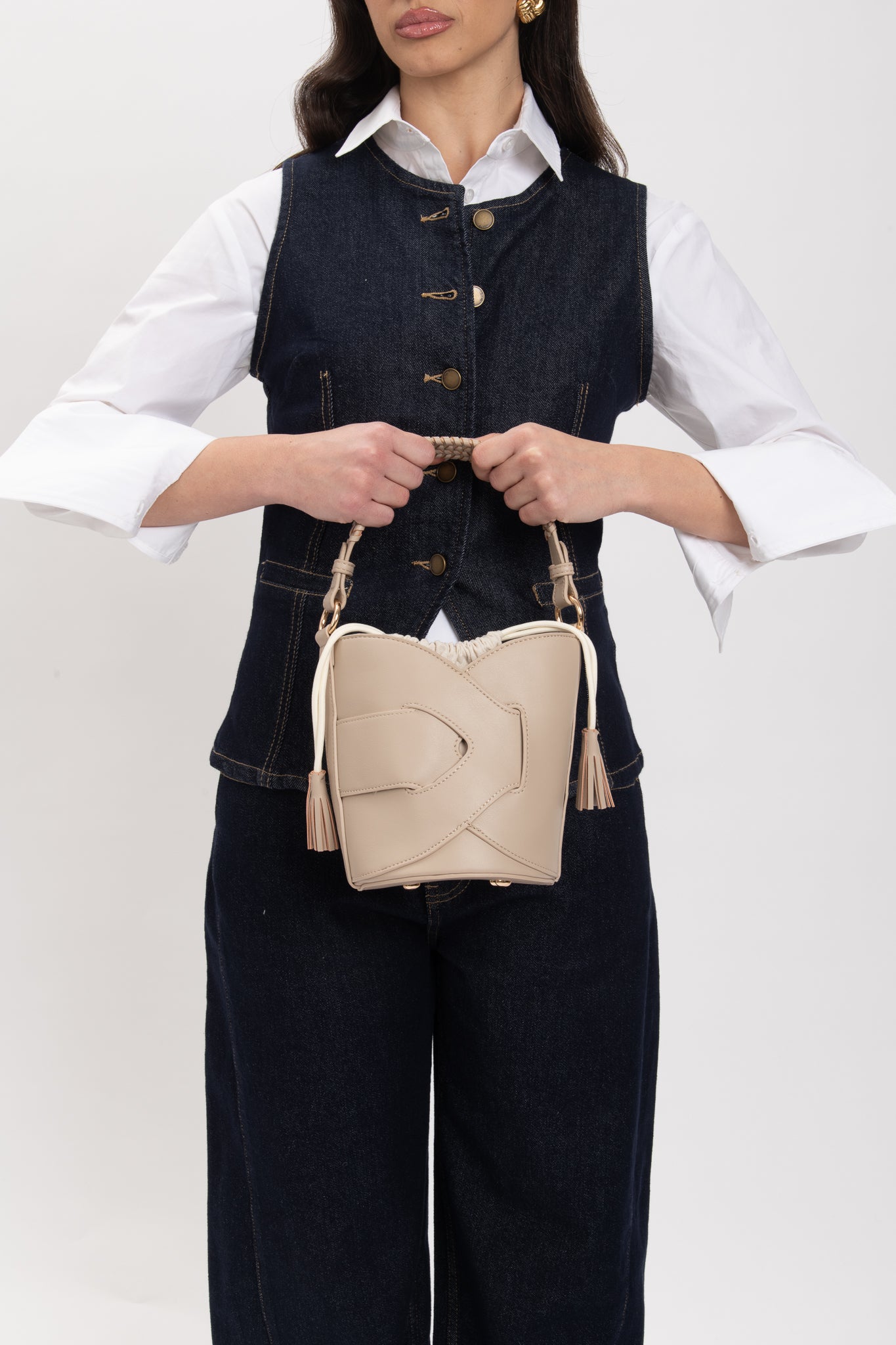 Borsa ‘SECCHIELLO INTRECCIATA’ Panna