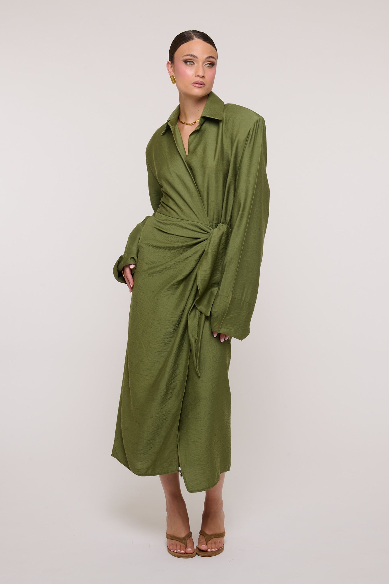 Abito ‘PORTAFOGLIO’ Maxi Spallina Verde Militare