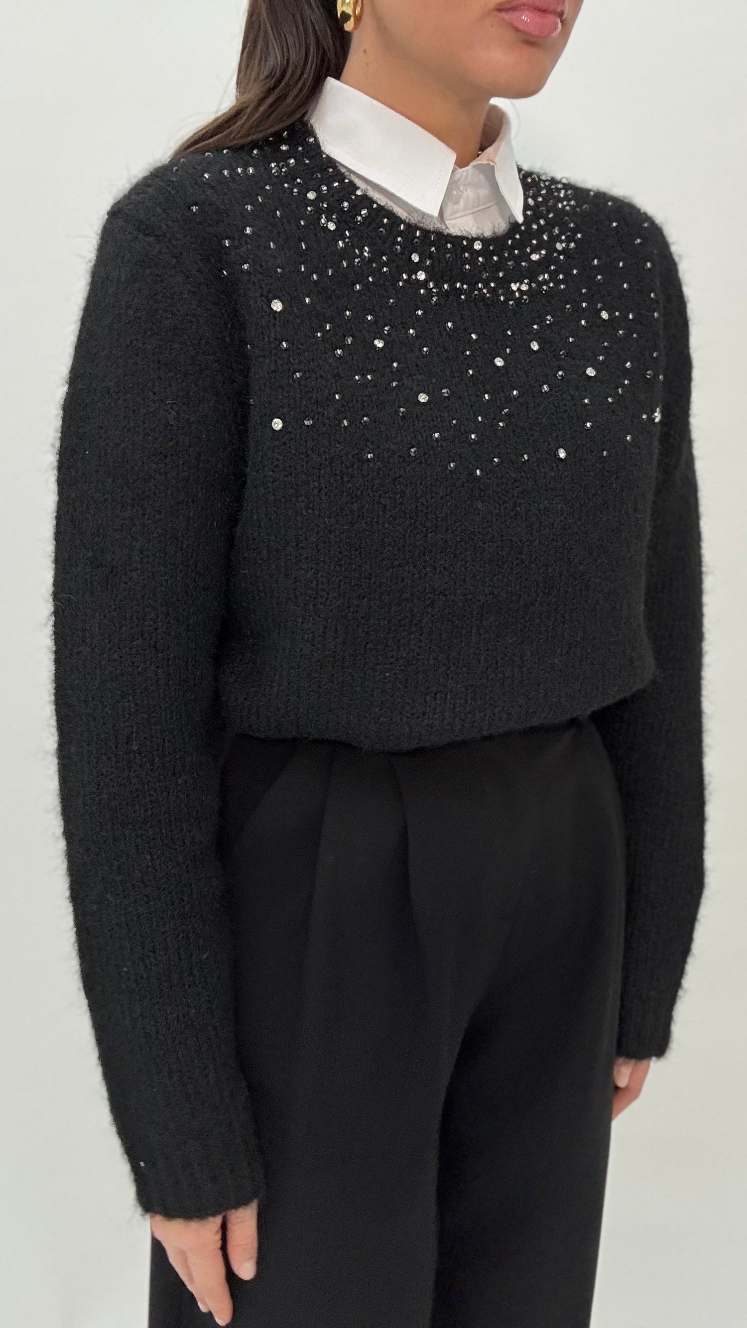 Maglione ‘STRASS’ BY LUMINA 8%LANA Nero