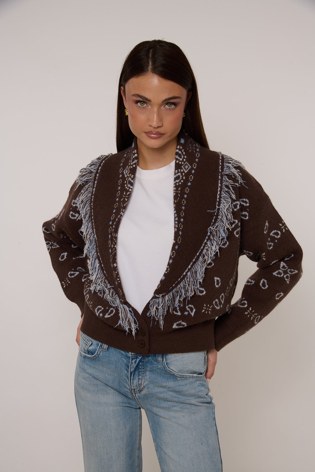 Cardigan ‘FANTASIA BANDANA’ Cacao