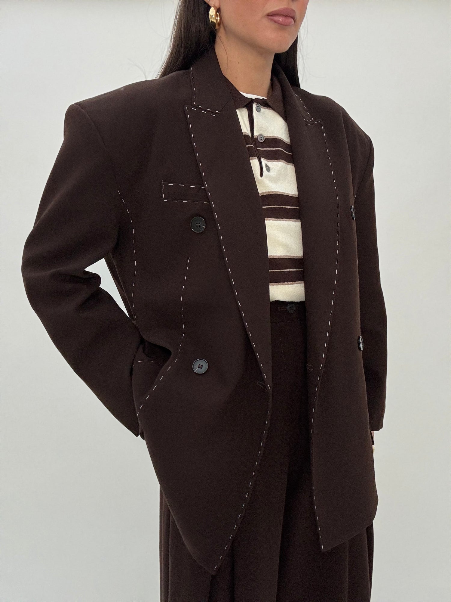 Blazer ‘CUCITURE BIANCHE’ Cacao