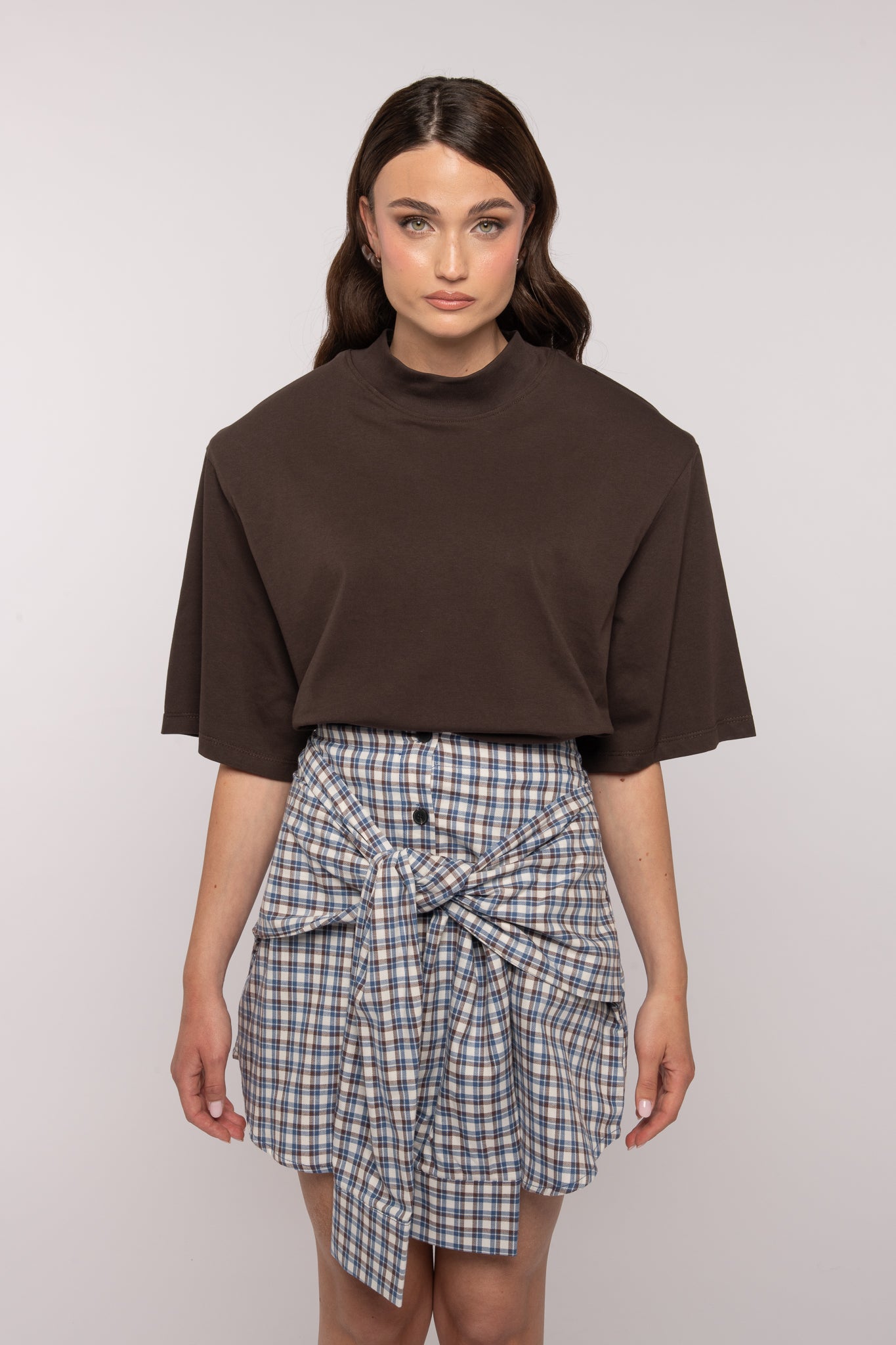 Gonna ‘CON FINTA CAMICIA’ BY LUMINA’ Blu e Cacao
