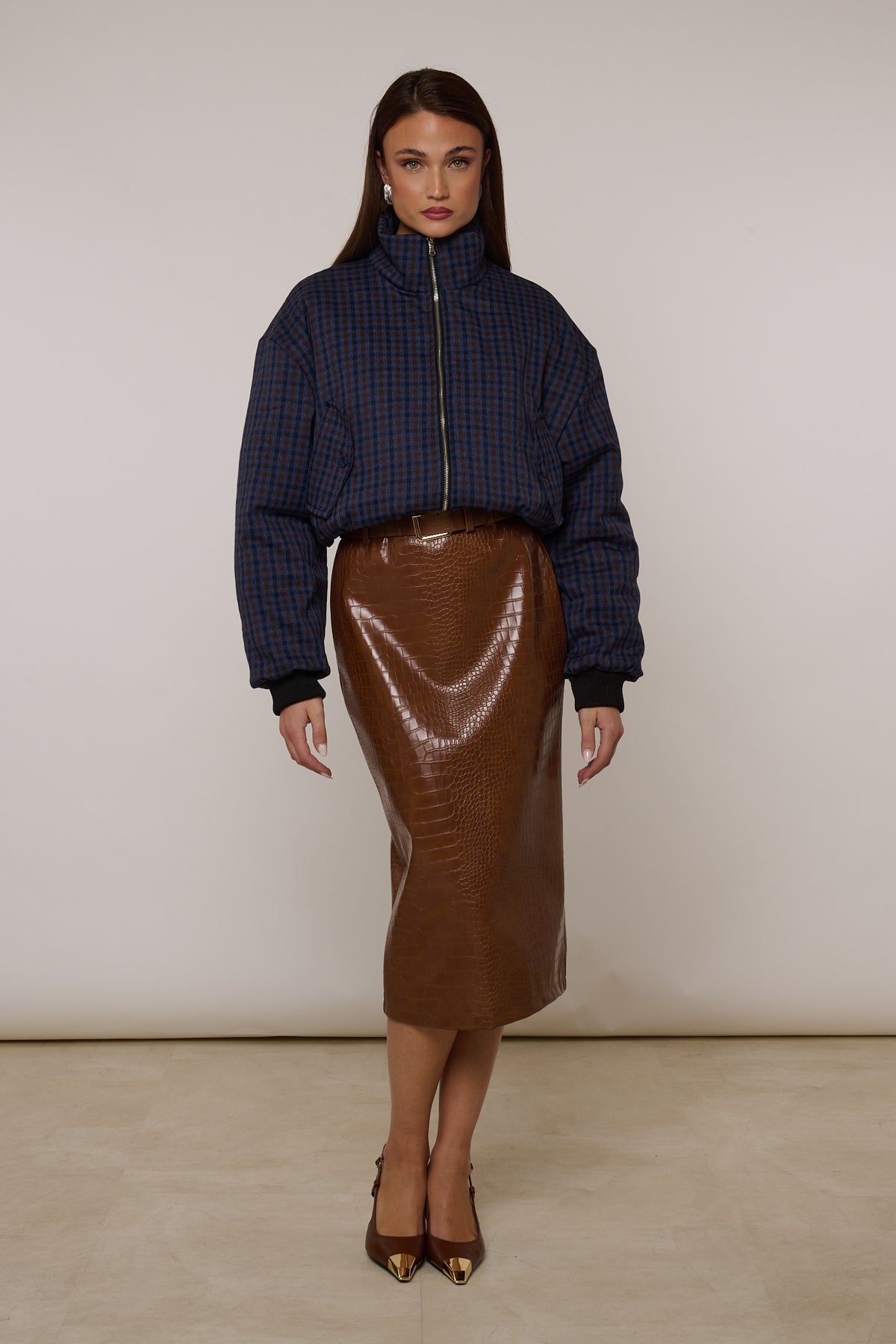 Bomber ‘QUADRETTI’ By Lumina Base Blu