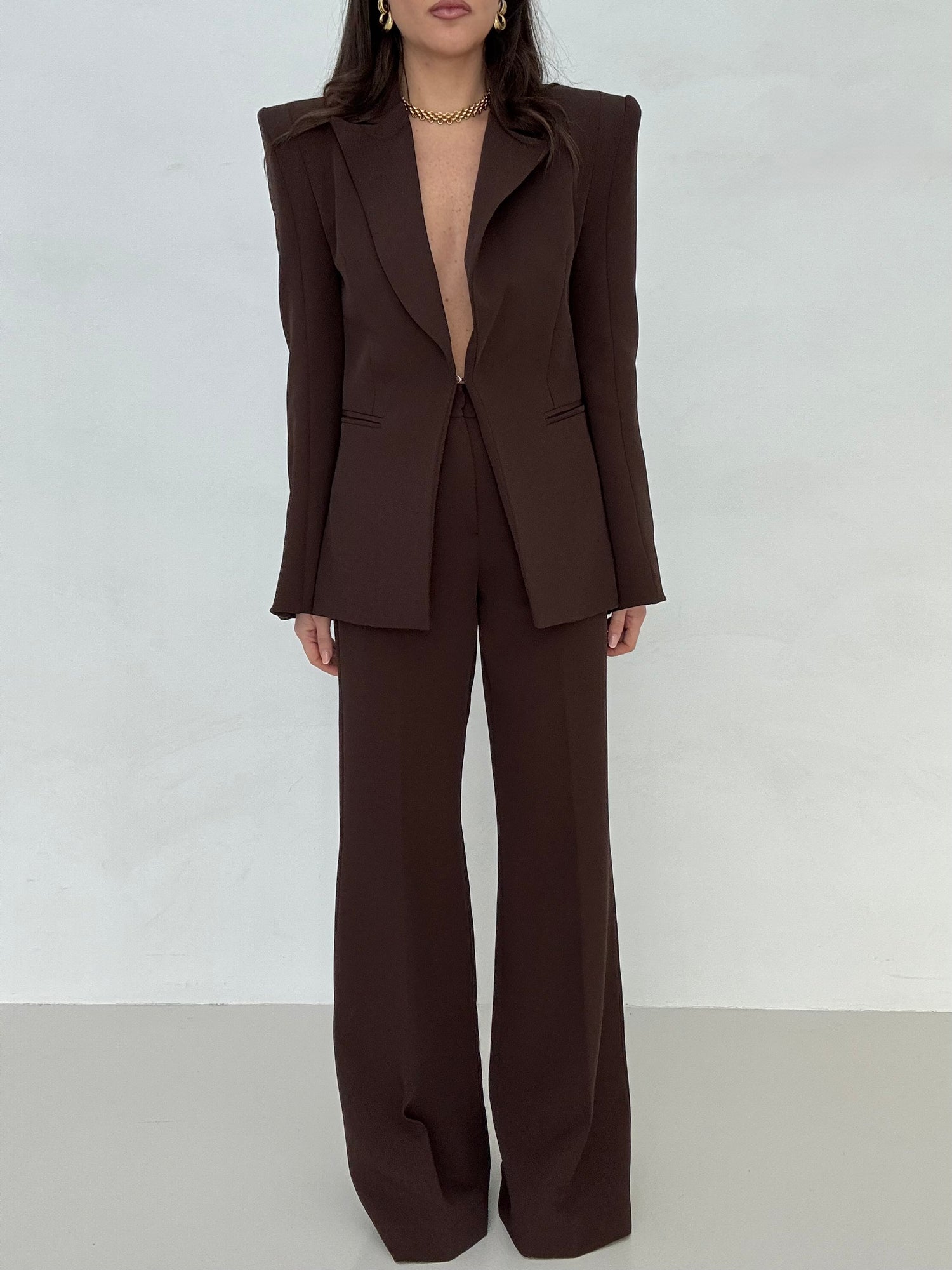 Blazer ‘EFFETTO AVVITATO CON GANCETTO’ BY LUMINA Cacao