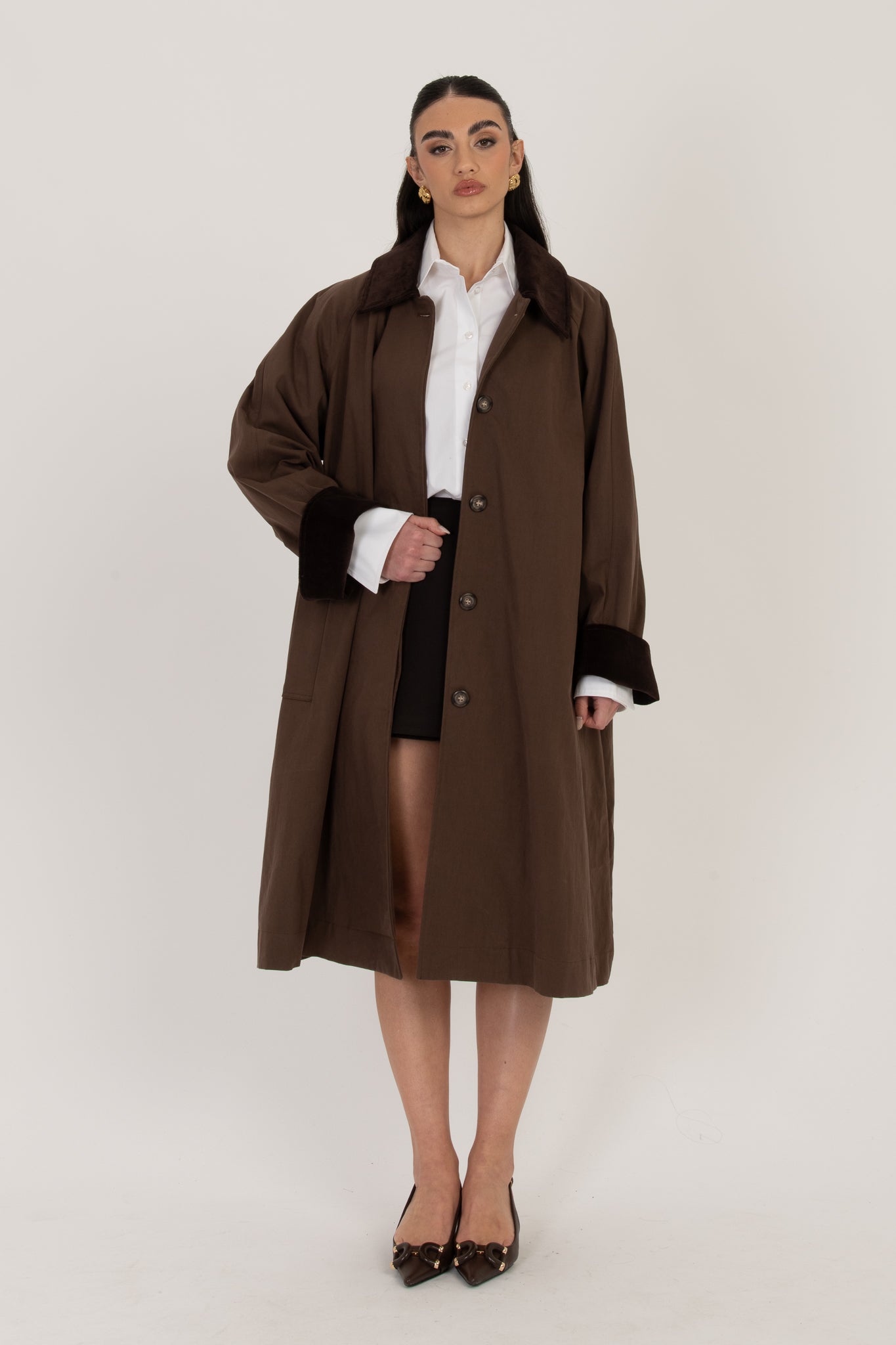 Trench lungo ‘80%COTONE’ BY LUMINA Cacao