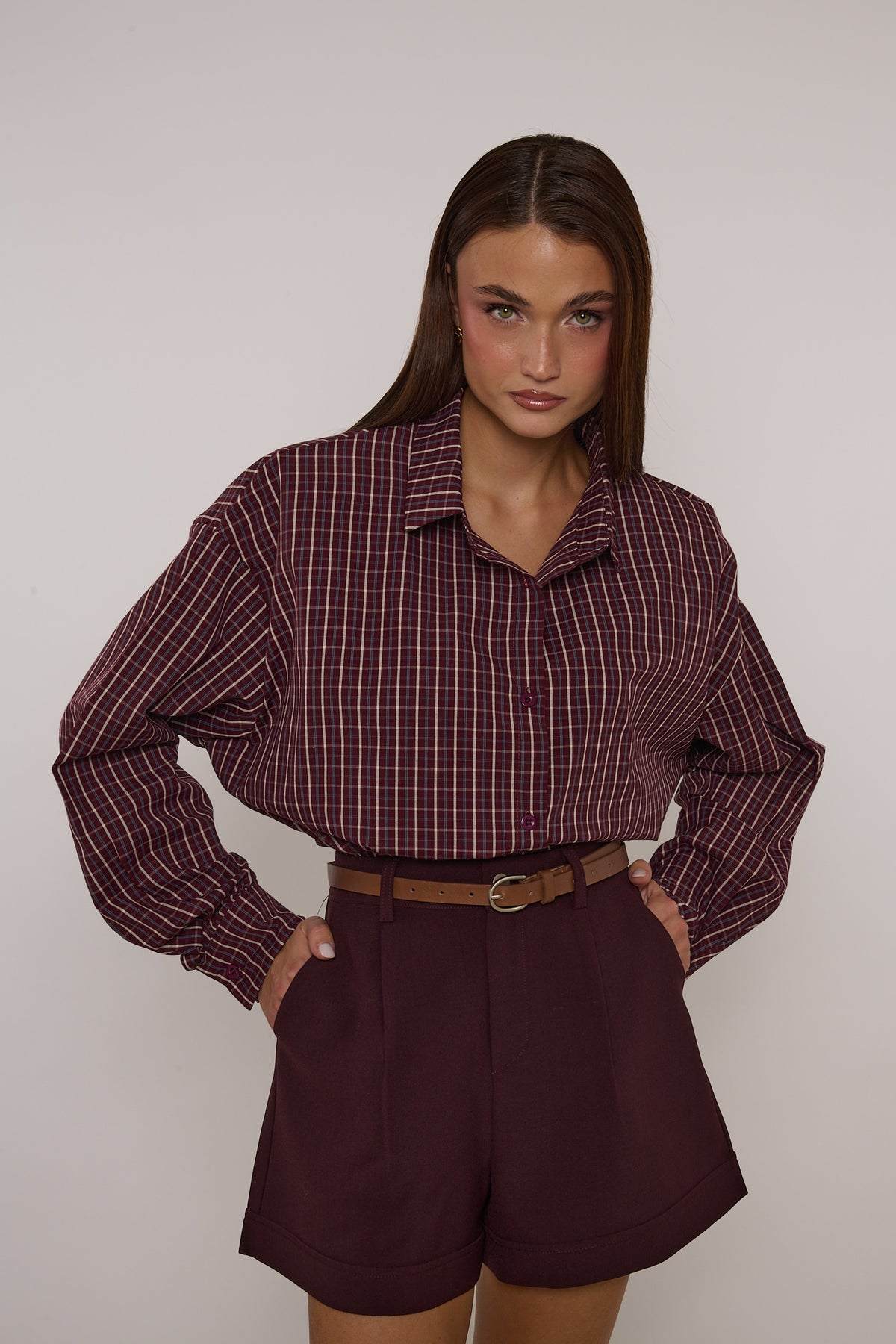 Camicia ‘MAXI SPALLINE’ Base Bordeaux