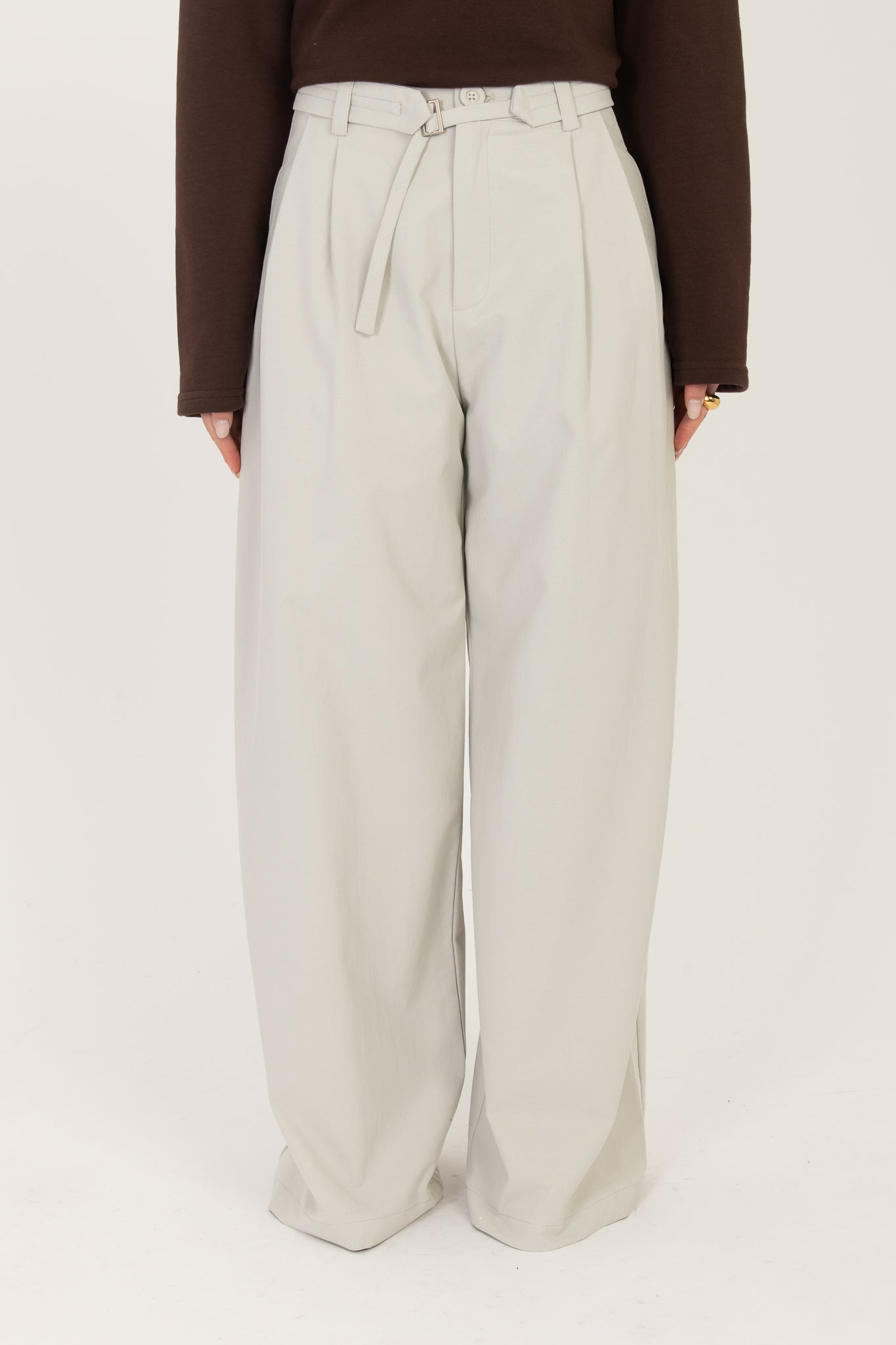 Pantalone ‘PALAZZO CON CINTURA’ Ghiaccio