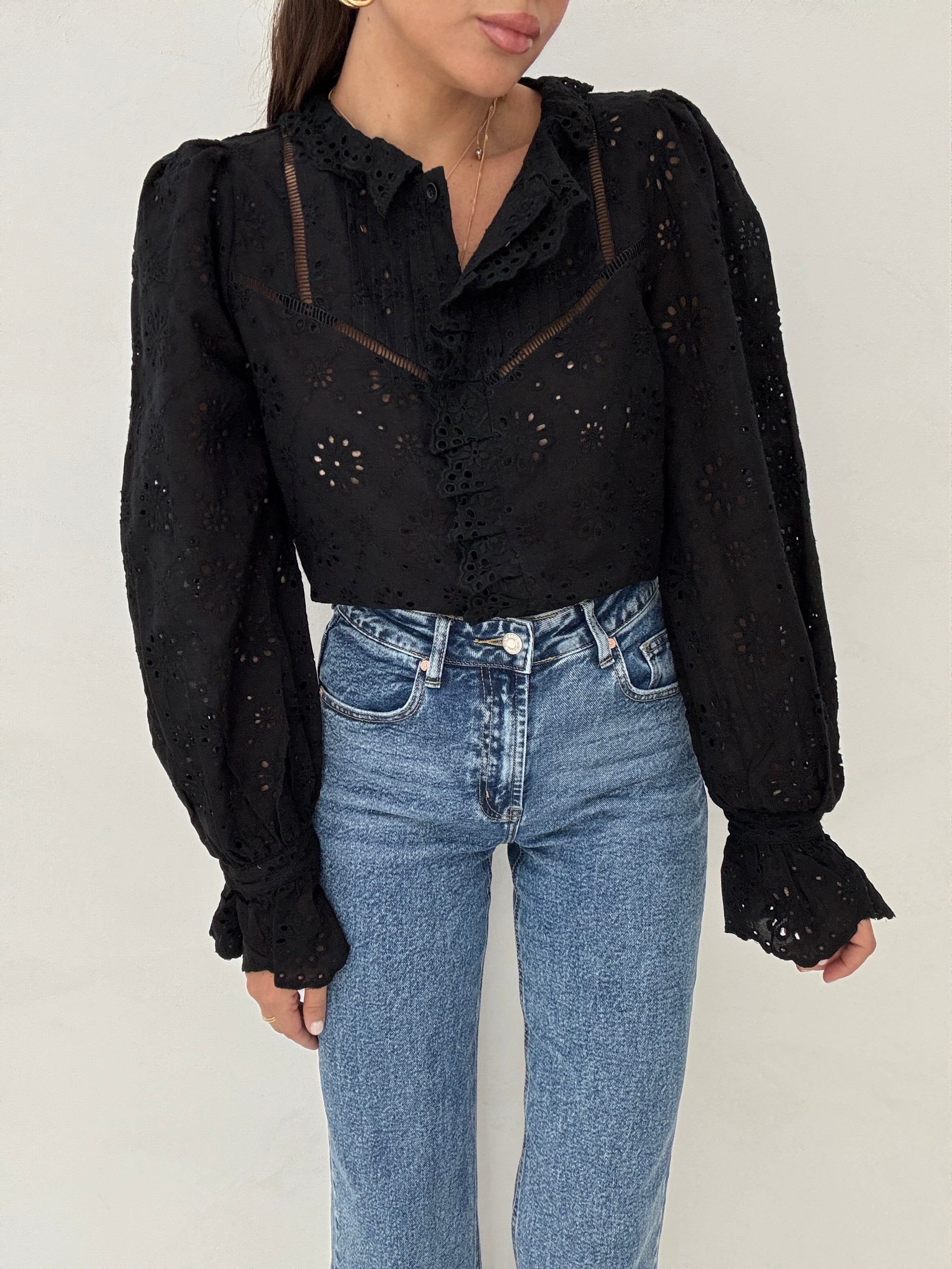 Camicia ‘PIZZO SANGALLO’ Nera