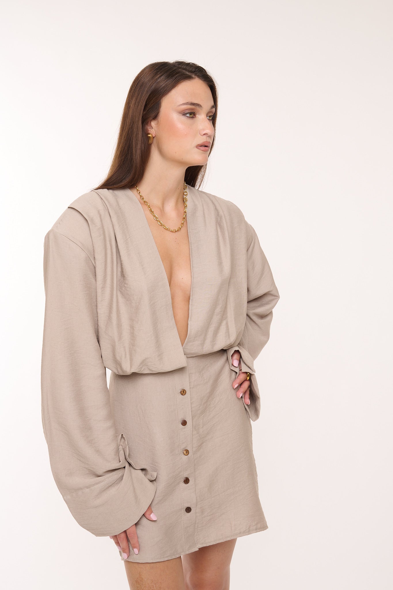 Abito ‘MAXI SPALLINA’ Beige
