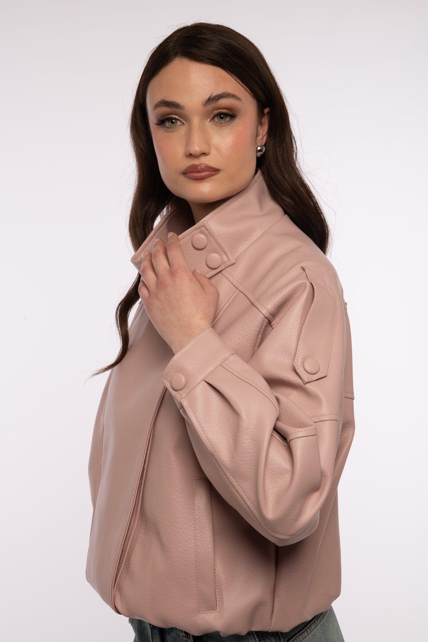Chiodo/Bomber ‘COLLO ALTO’ 3.0 ecopelle Rosa