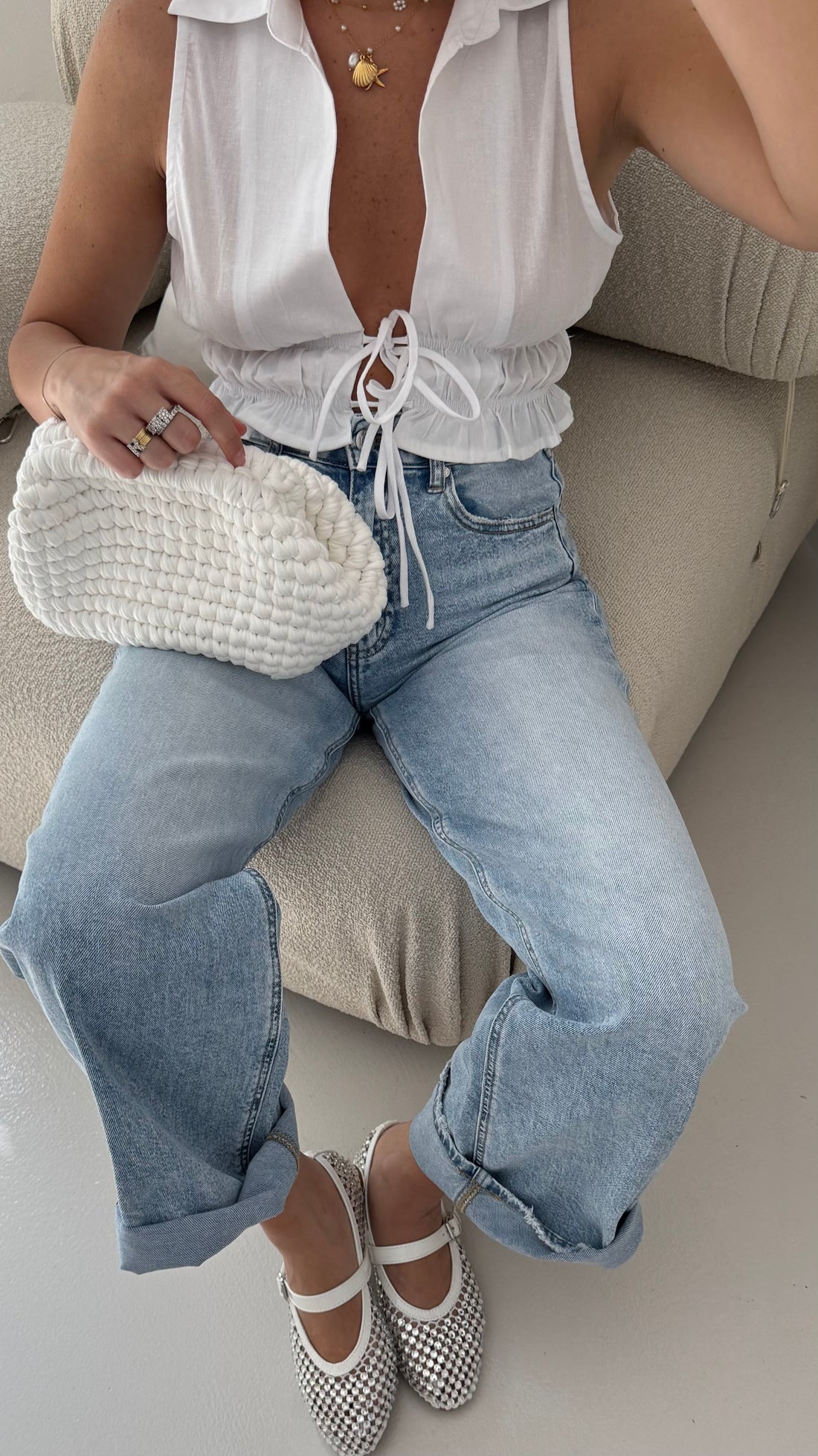 Scarpe ‘BALLERINA’ total strass Bianca