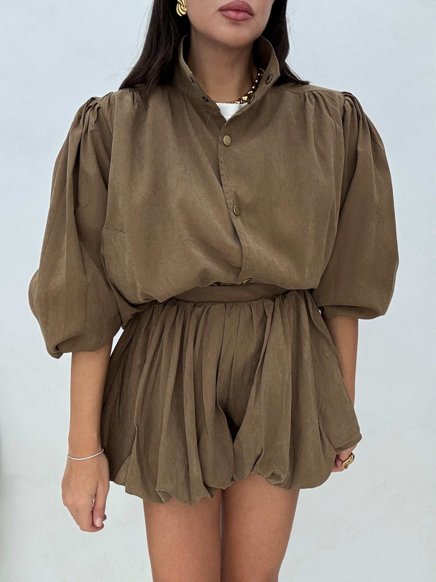 Gonna/Pantaloncino ‘BALLON IN SUEDE’ Camel
