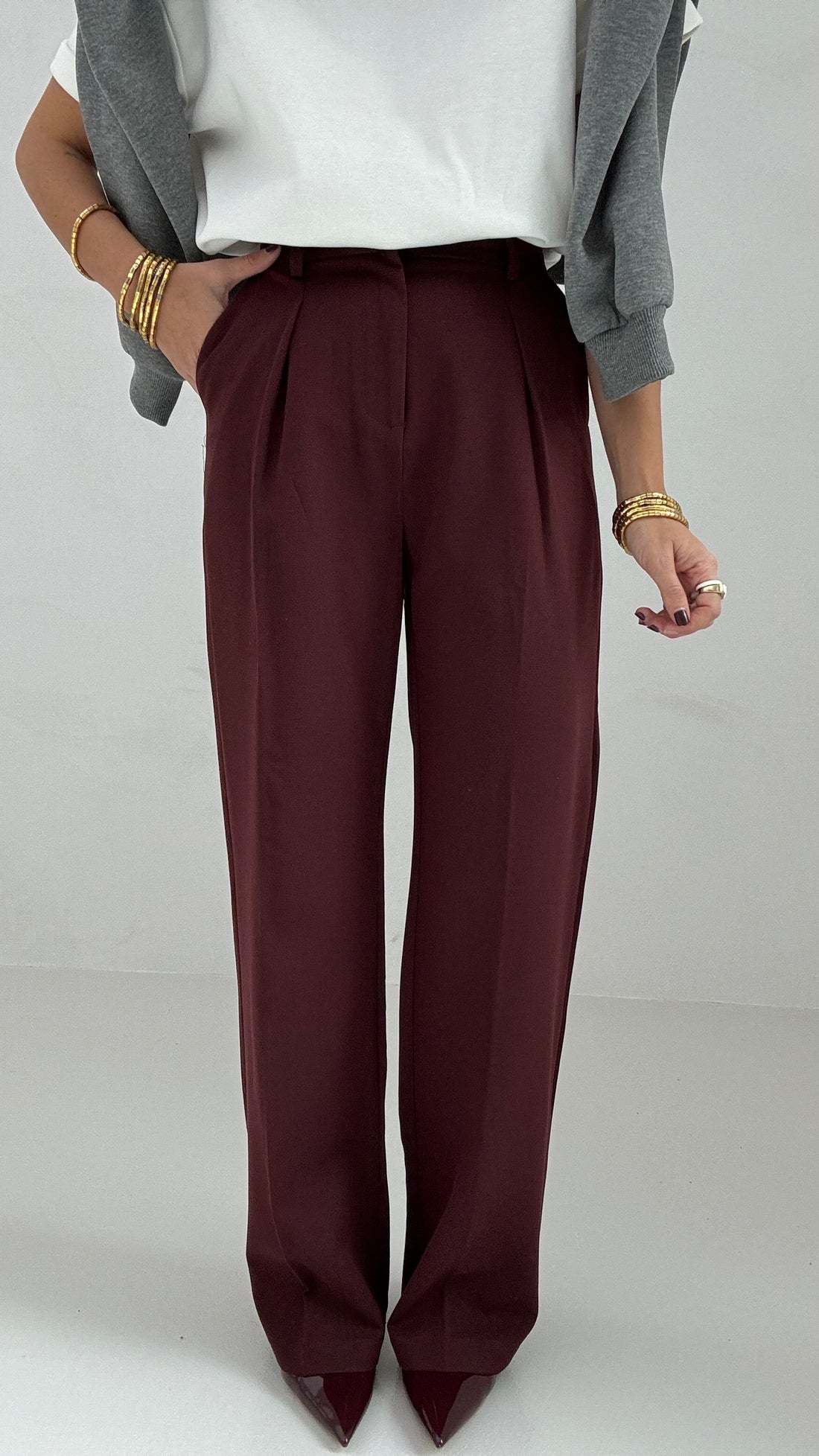 Pantalone con pence Bordeaux Scuro