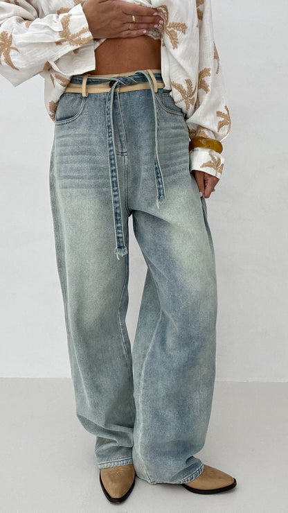 Jeans ‘BANDA BEIGE E LACCETTO’ Denim Slavato